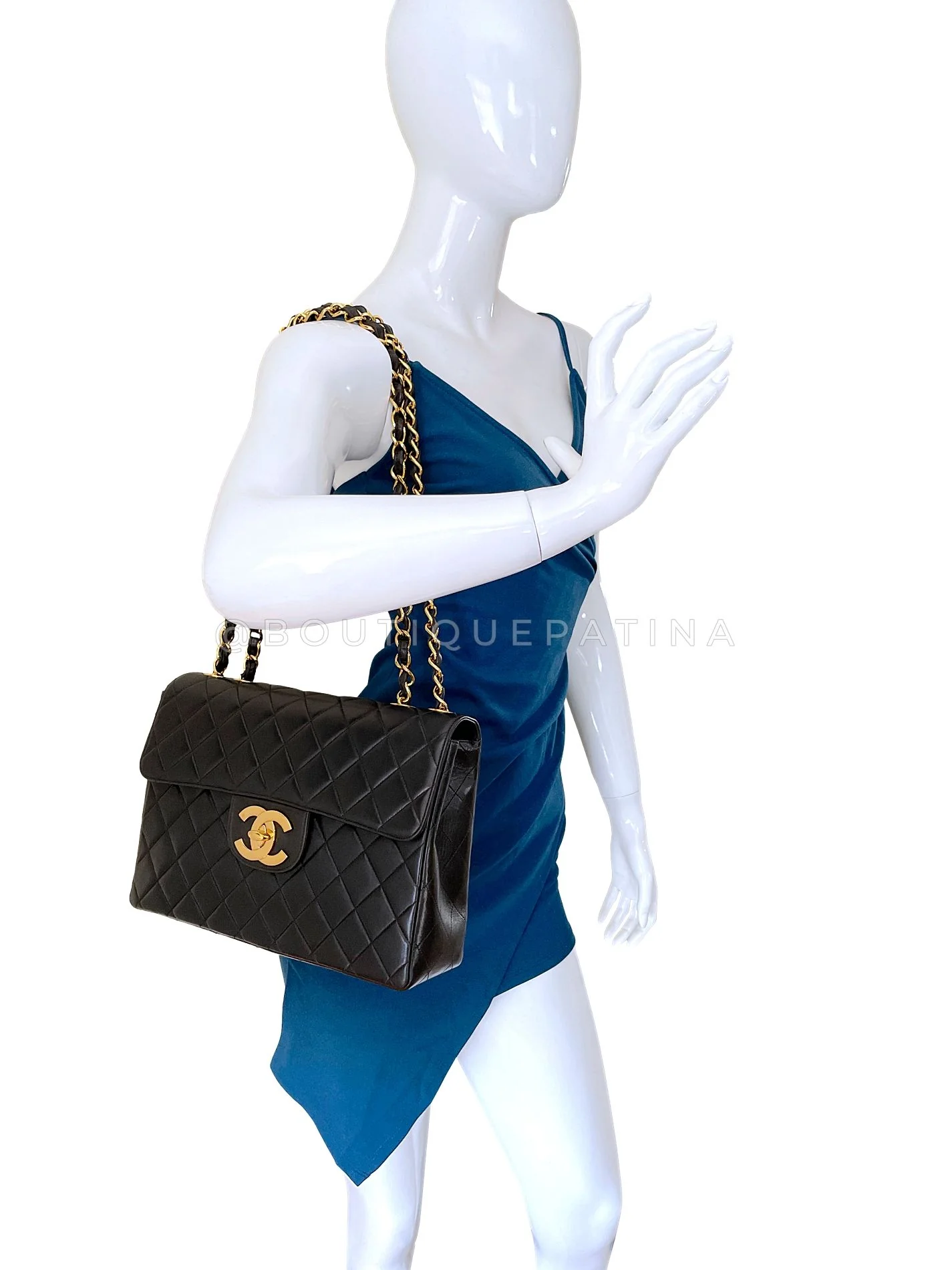 Chanel 1996 Vintage Jumbo Classic Flap Bag Black 24k GHW 3QC - Image 15