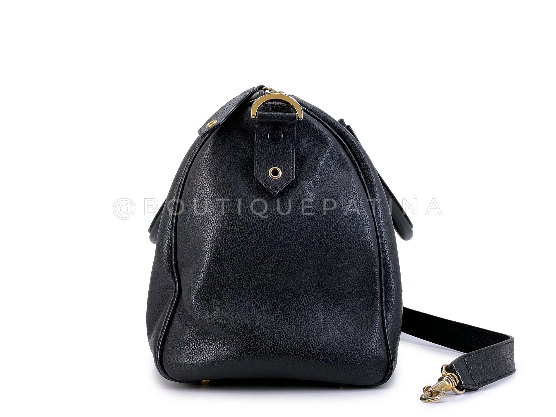 Chanel 1997 Vintage Black Caviar Duffle Duffel Bowler Bag Small 24k GHW OHL - Image 3