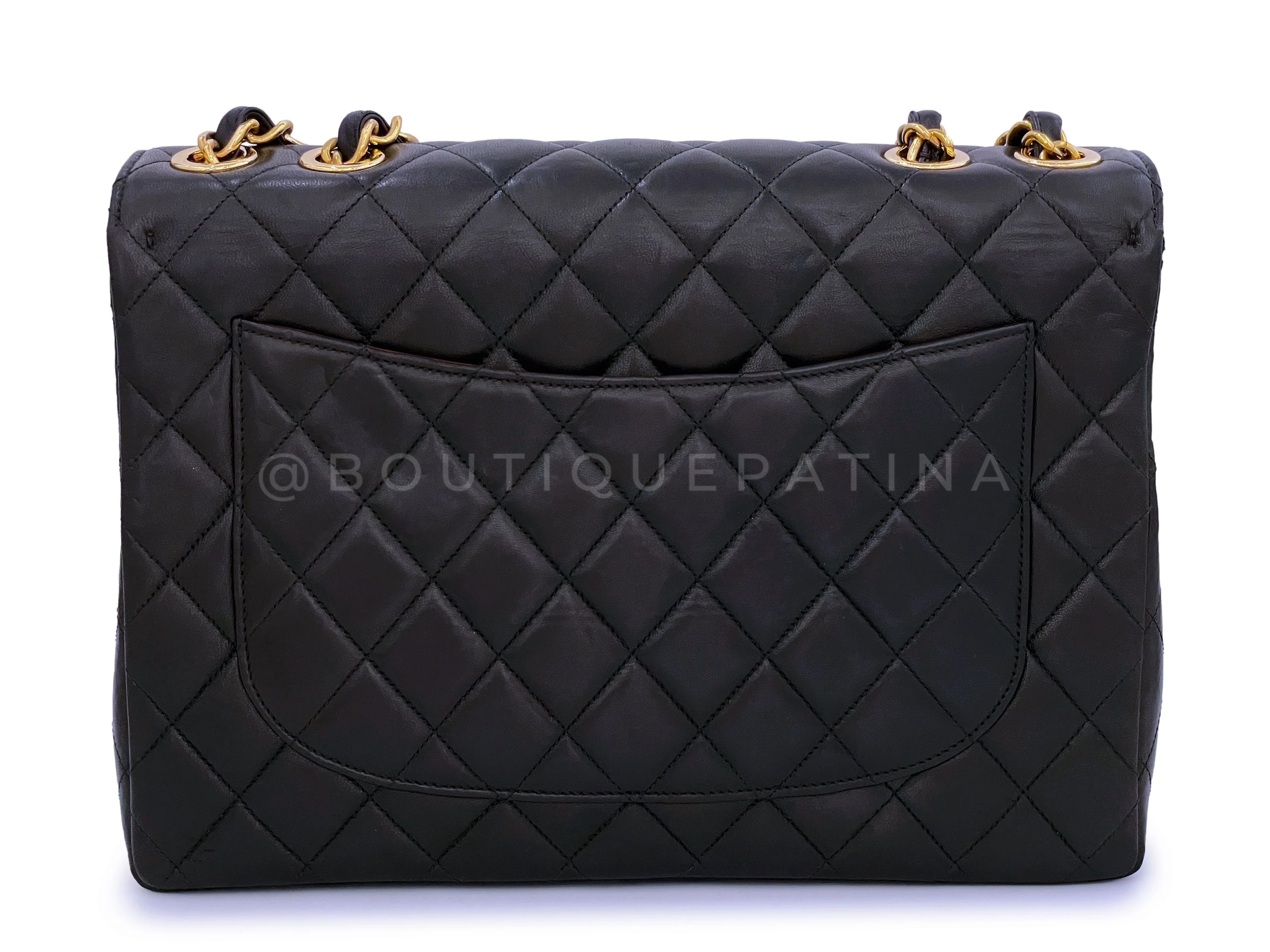 Chanel 1997 Vintage Black Jumbo Classic Flap Bag 24k GHW Lambskin - Image 5