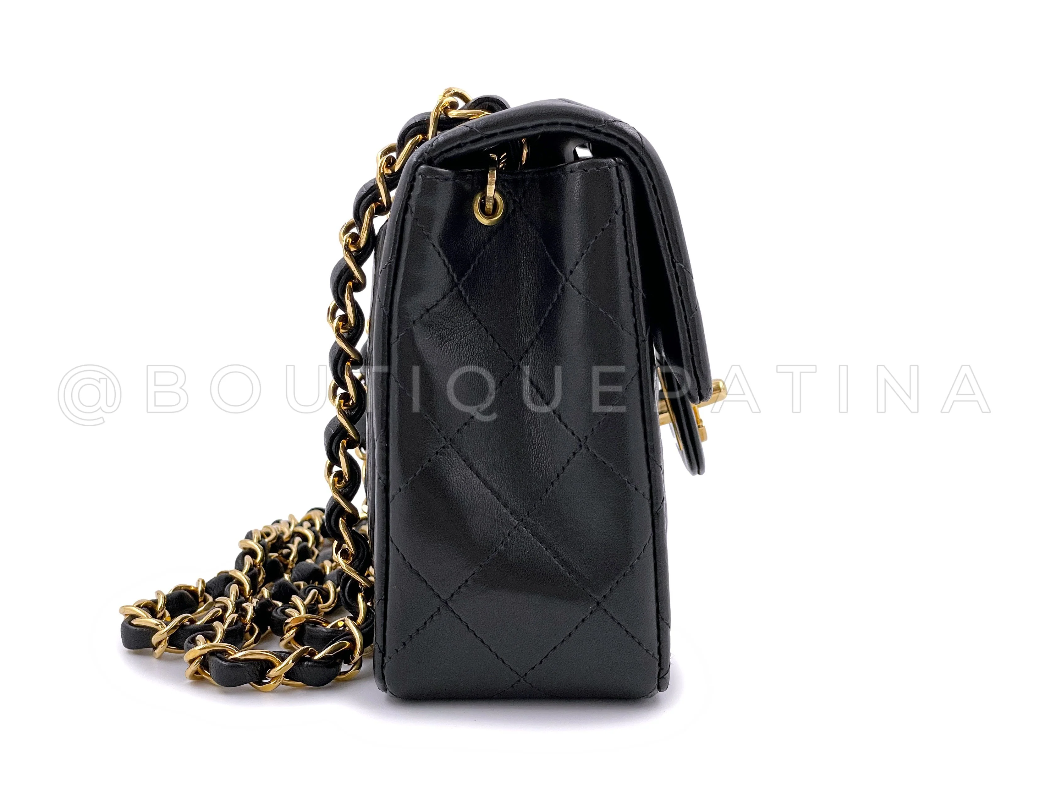 Chanel Vintage Black Square Mini Flap Bag 24k GHW - Image 4