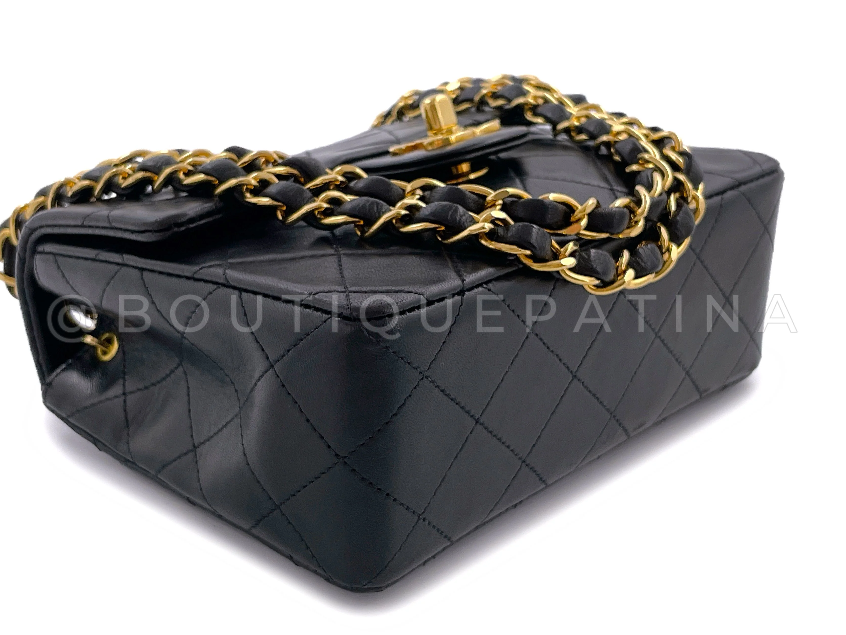 Chanel Vintage Black Square Mini Flap Bag 24k GHW - Image 7