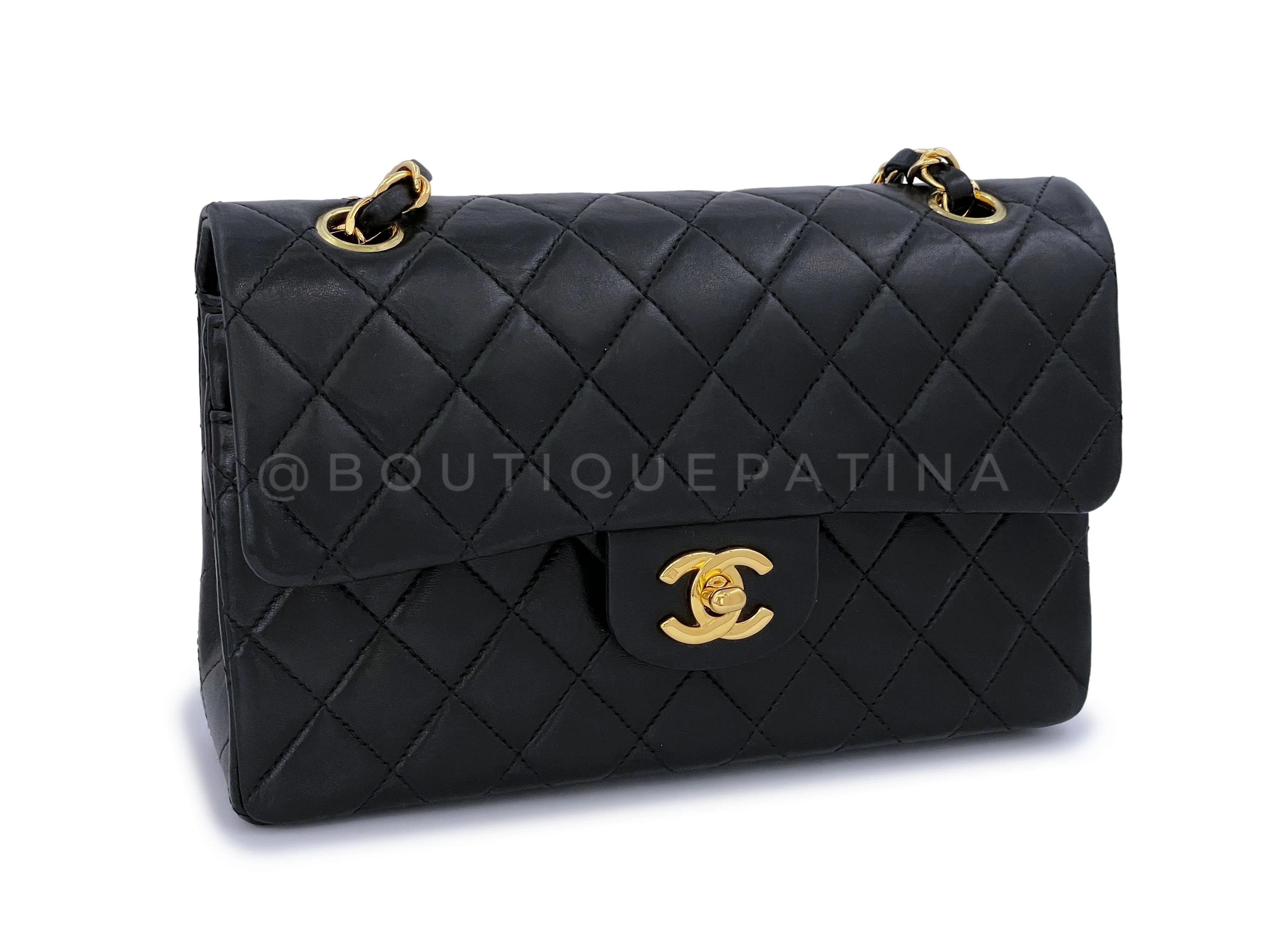 Chanel 1998 Vintage Black Small Classic Double Flap Bag 24k GHW - Image 3