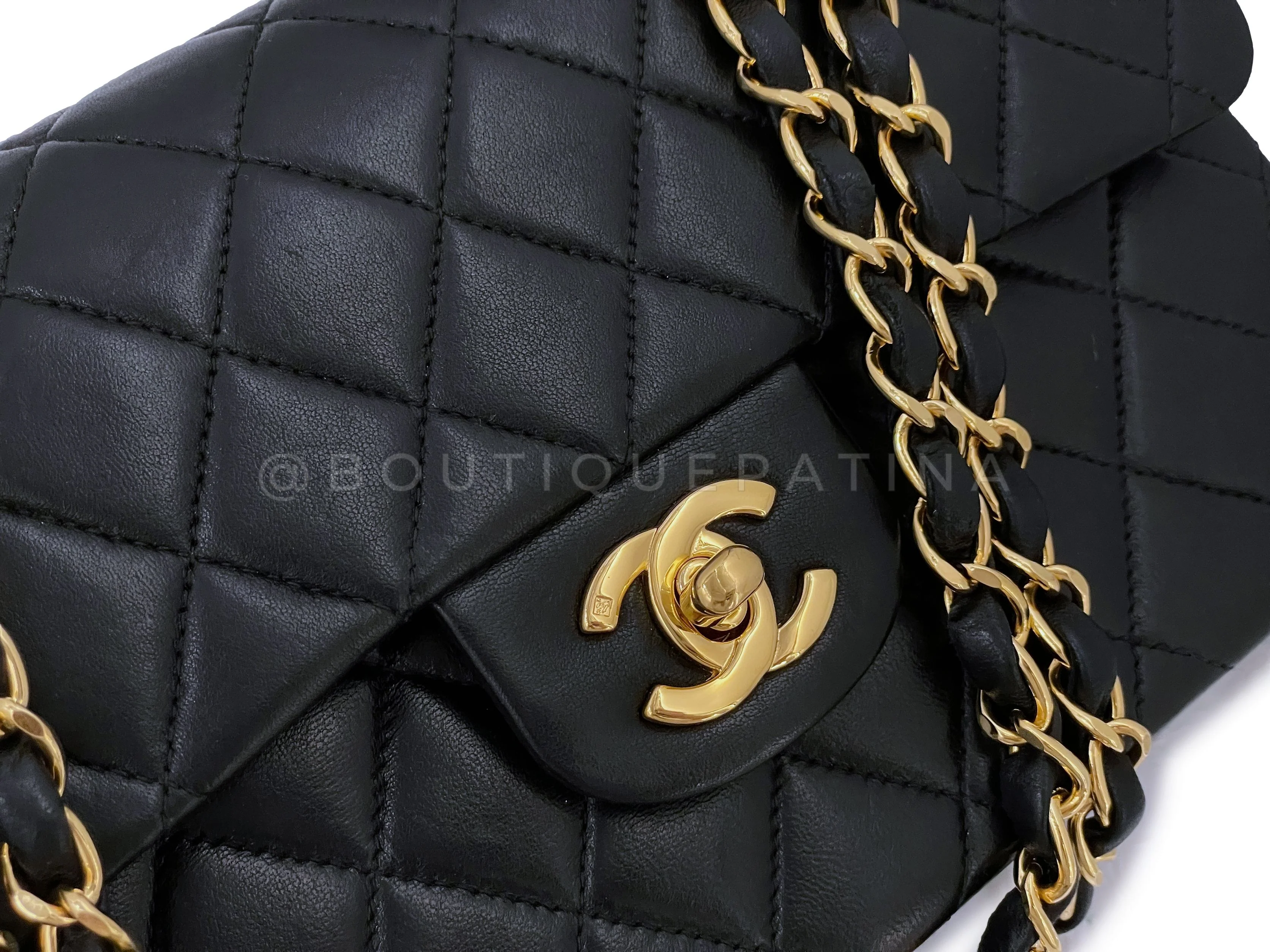 Chanel 1998 Vintage Black Small Classic Double Flap Bag 24k GHW - Image 8