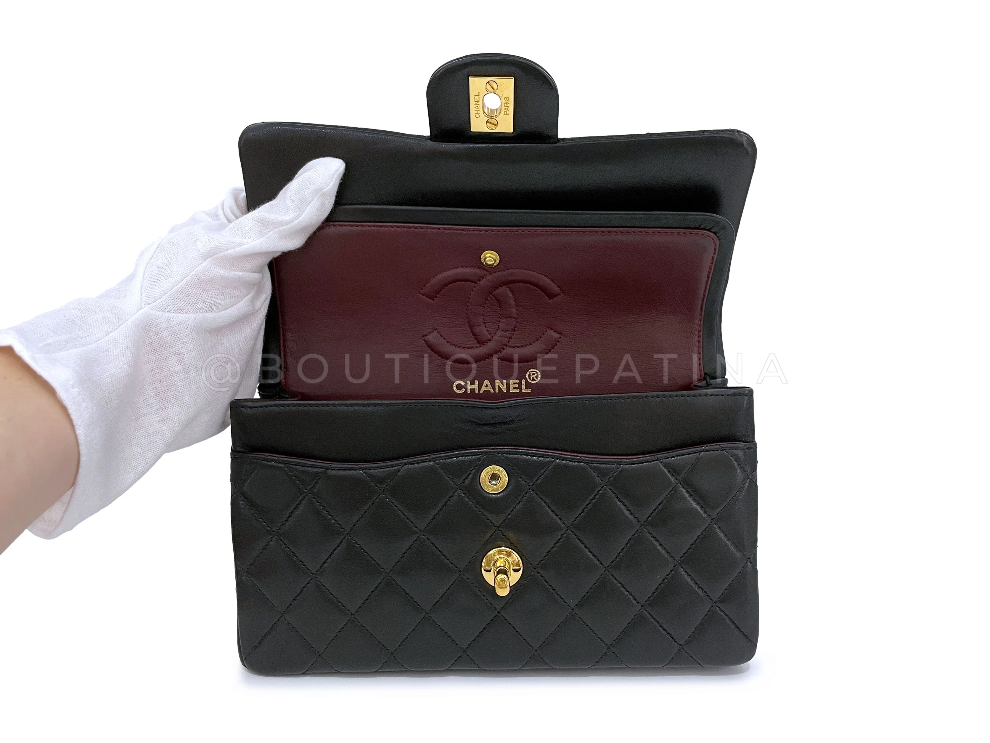 Chanel 1998 Vintage Black Small Classic Double Flap Bag 24k GHW - Image 9