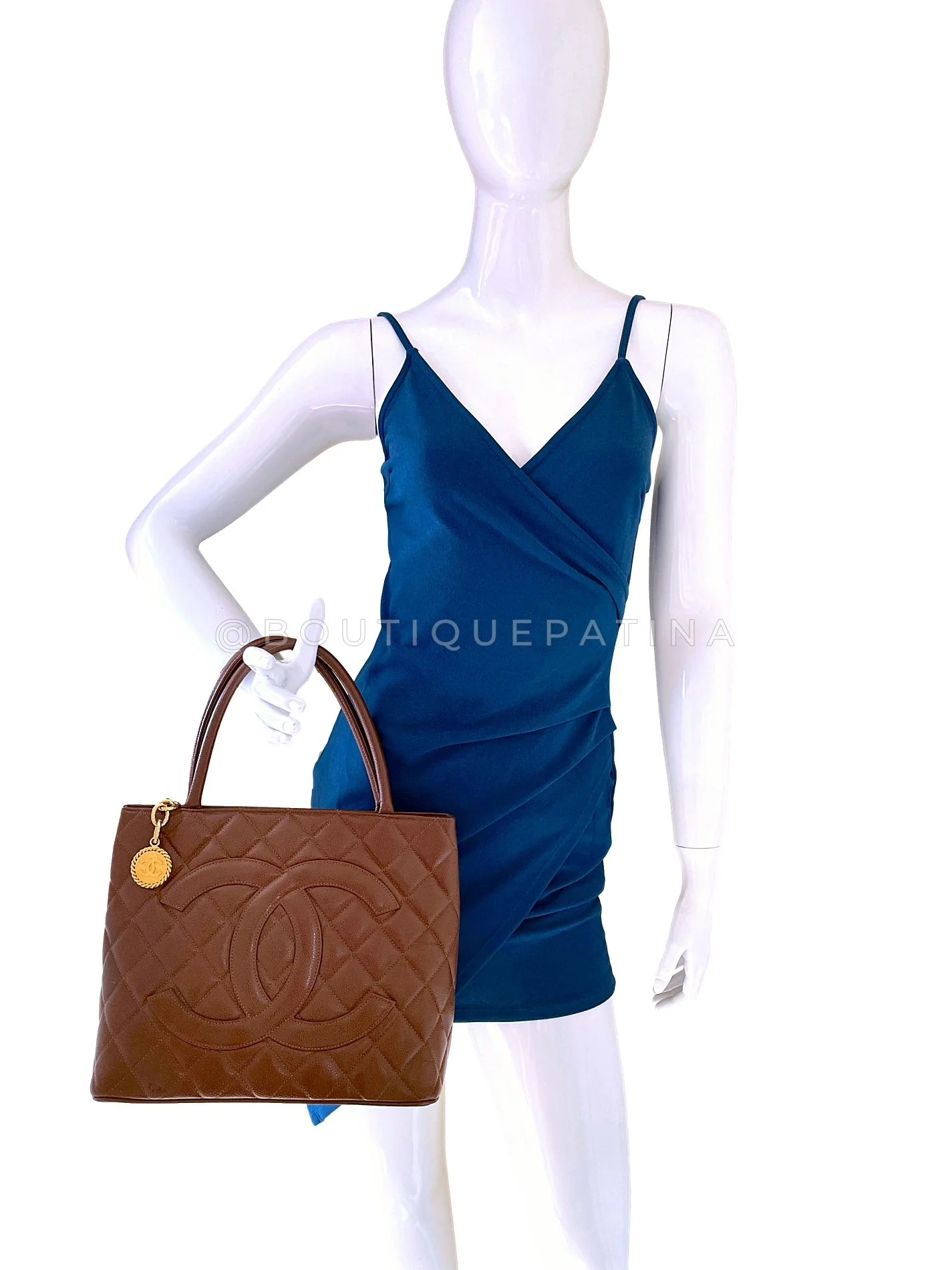 Chanel 1998 Vintage Brown Caviar Classic Medallion Shopper Tote Bag 24k GHW RIX - Image 12