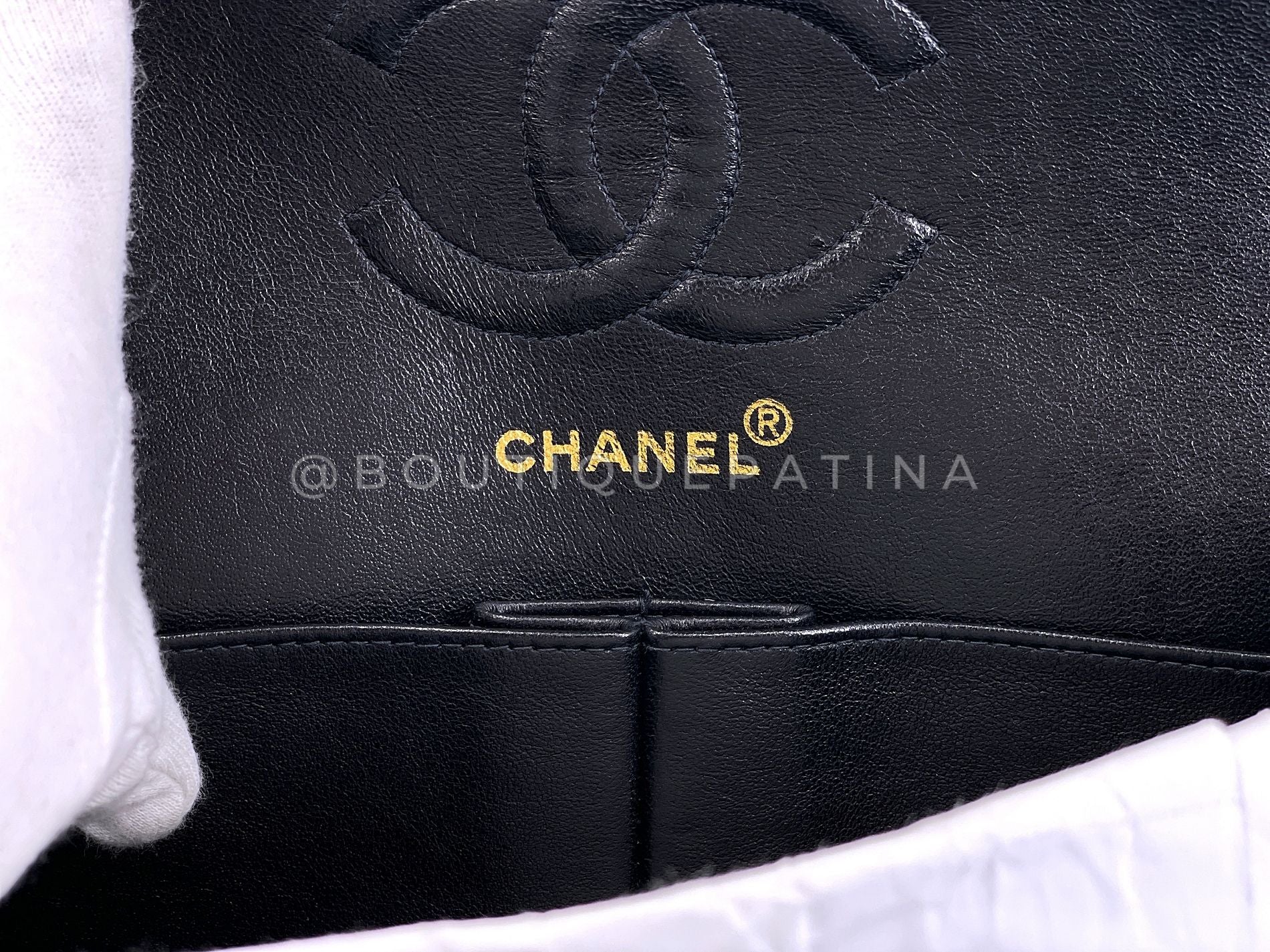 Chanel 1999 Vintage Black Caviar Medium Classic Double Flap Bag 24k GHW D3R - Image 11