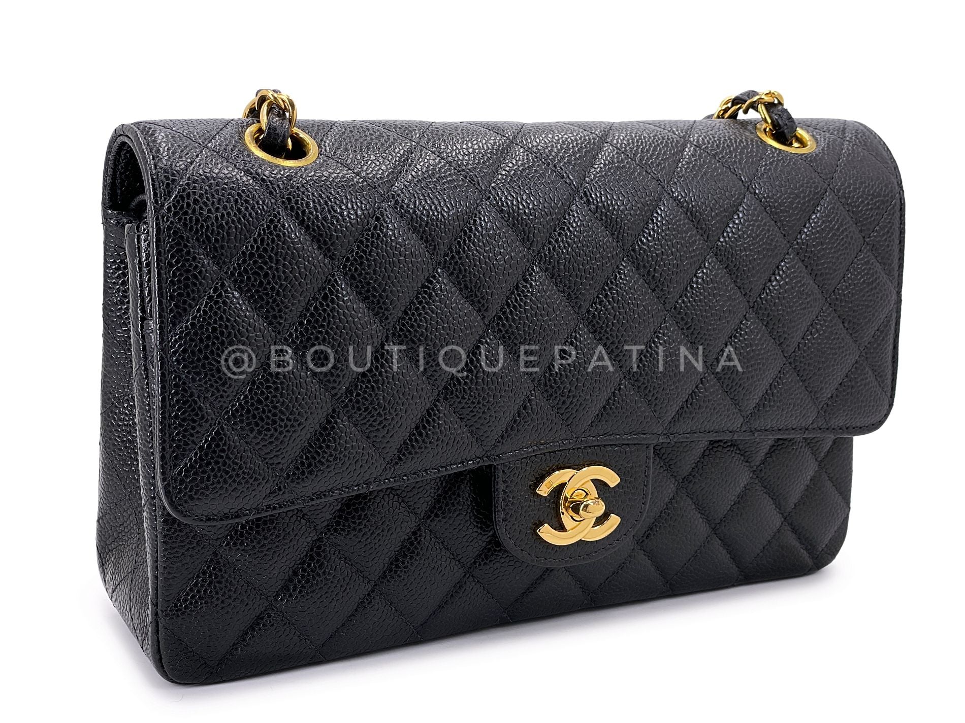 Chanel 1999 Vintage Black Caviar Medium Classic Double Flap Bag 24k GHW D3R - Image 3