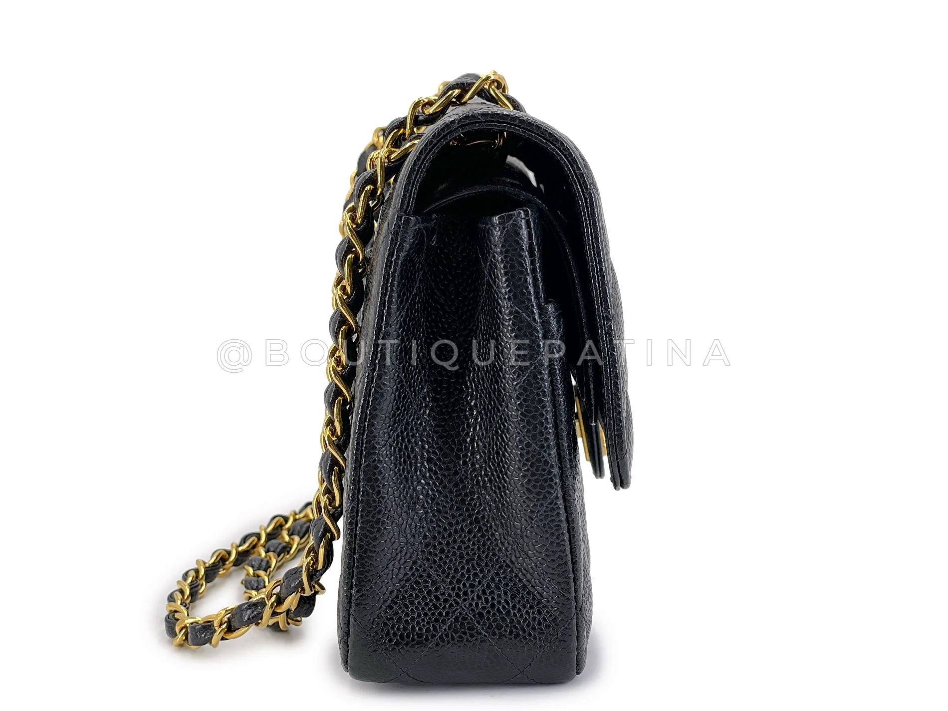 Chanel 1999 Vintage Black Caviar Medium Classic Double Flap Bag 24k GHW D3R - Image 4