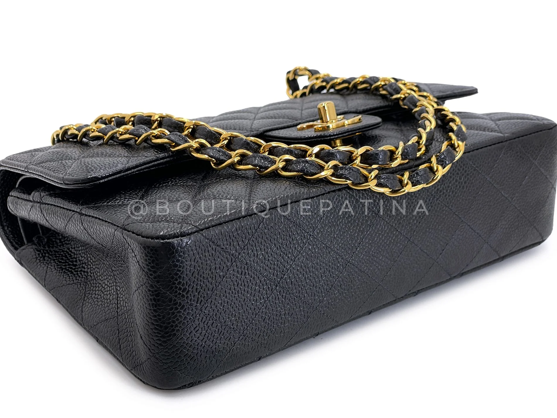 Chanel 1999 Vintage Black Caviar Medium Classic Double Flap Bag 24k GHW D3R - Image 7