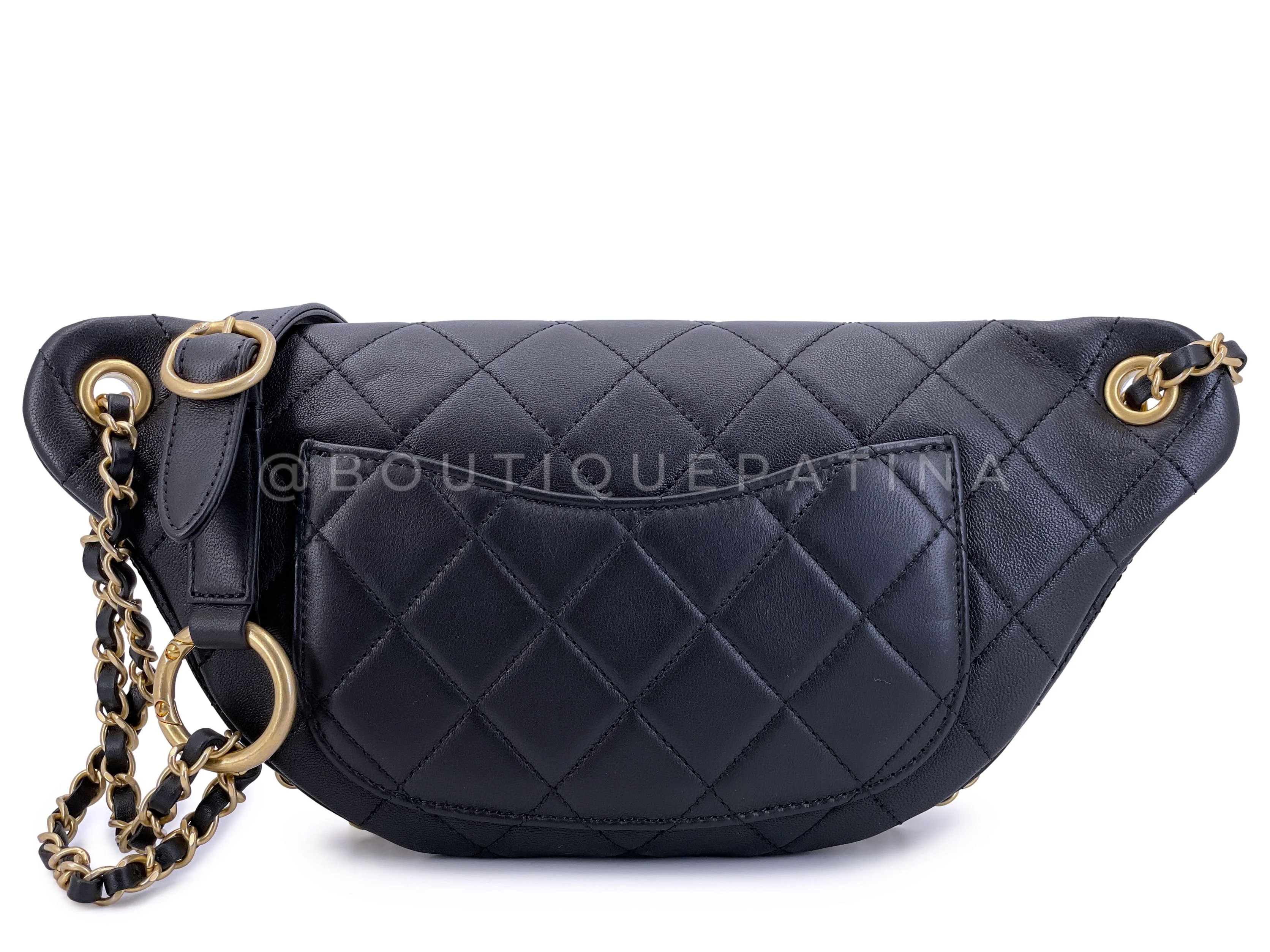 Chanel 19A Black All About Chains Pearl Fanny Pack Bag GHW 1LP - Image 4