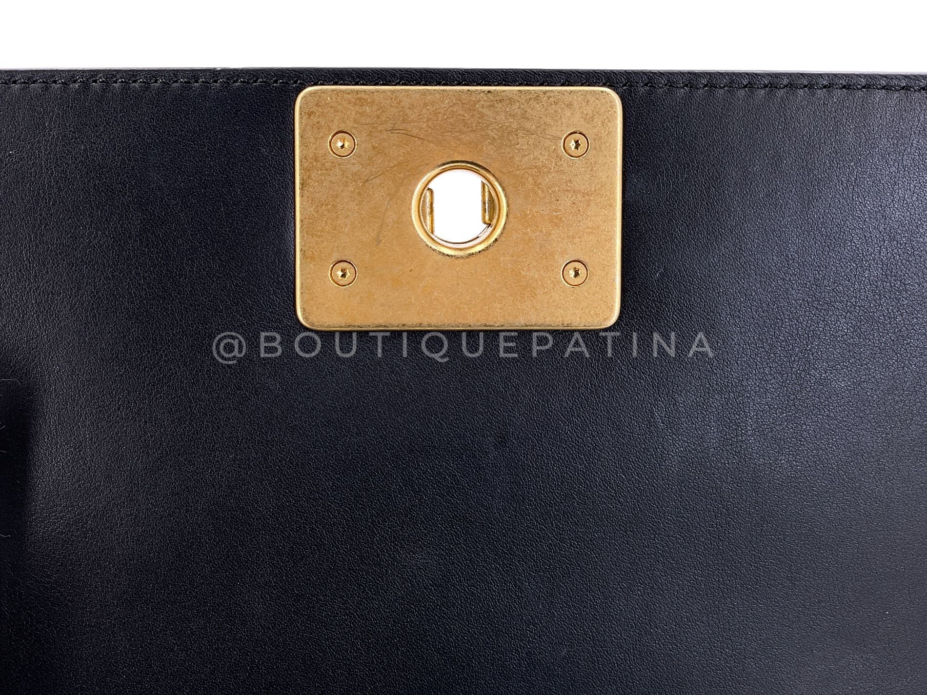 Chanel 19A Egypt Black Crocodile Print Graffiti Boy Bag Small GHW Paris-New York 509 - Image 11