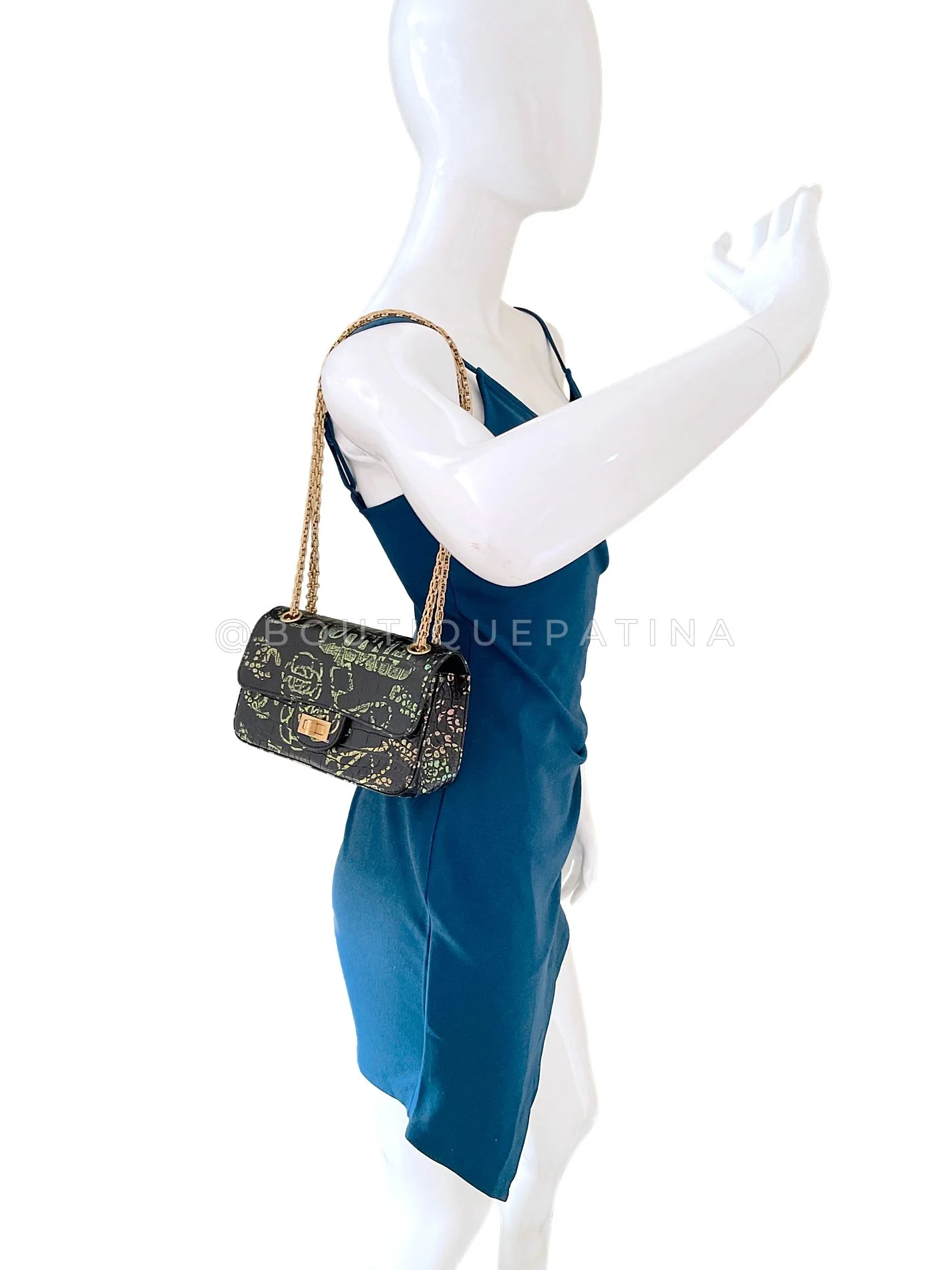 Chanel 19A Egypt Rainbow Graffiti Croc Print Reissue Mini Flap Bag GHW Paris-New York L1K - Image 14