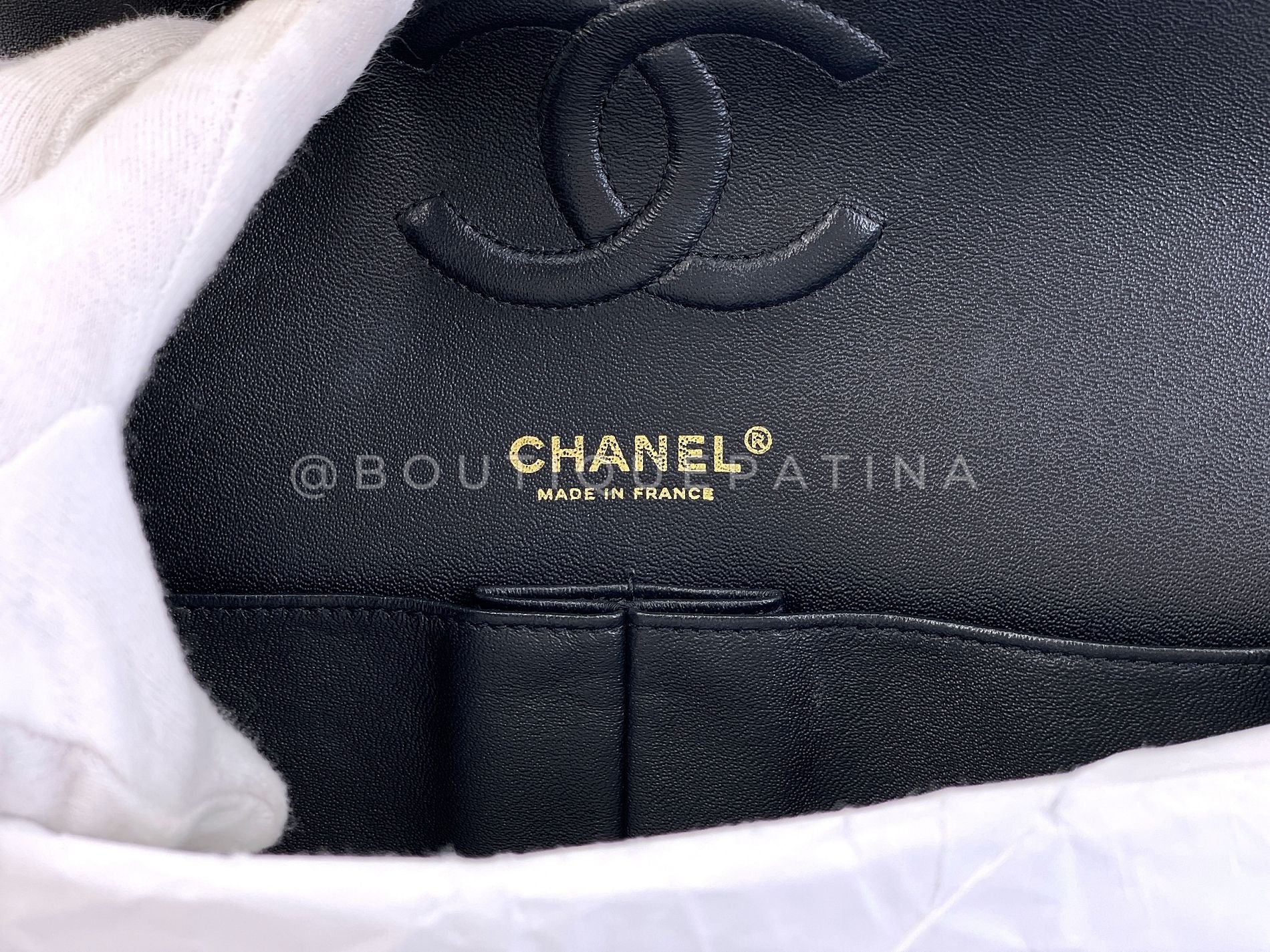 Chanel 19A Gold Crocodile Print Egyptian Medium Classic Double Flap Bag GHW Paris-New York LQL - Image 11