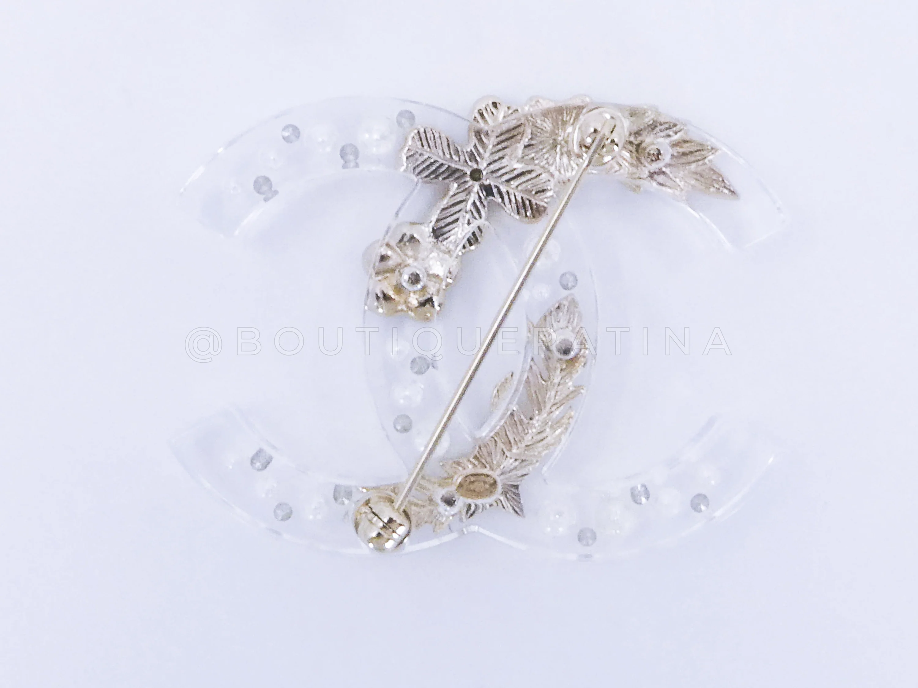 Chanel Clear Acrylic Brooch 19K Lucite CC Ornament - Image 2
