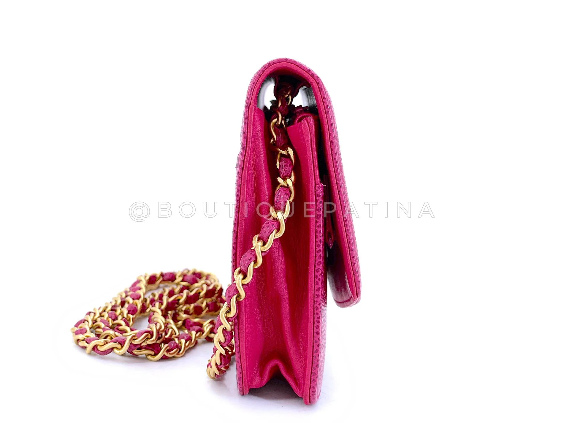 Chanel 2000 Vintage Fuchsia Pink Caviar Timeless Classic Wallet on Chain WOC Bag 24k GHW     ACG - Image 4