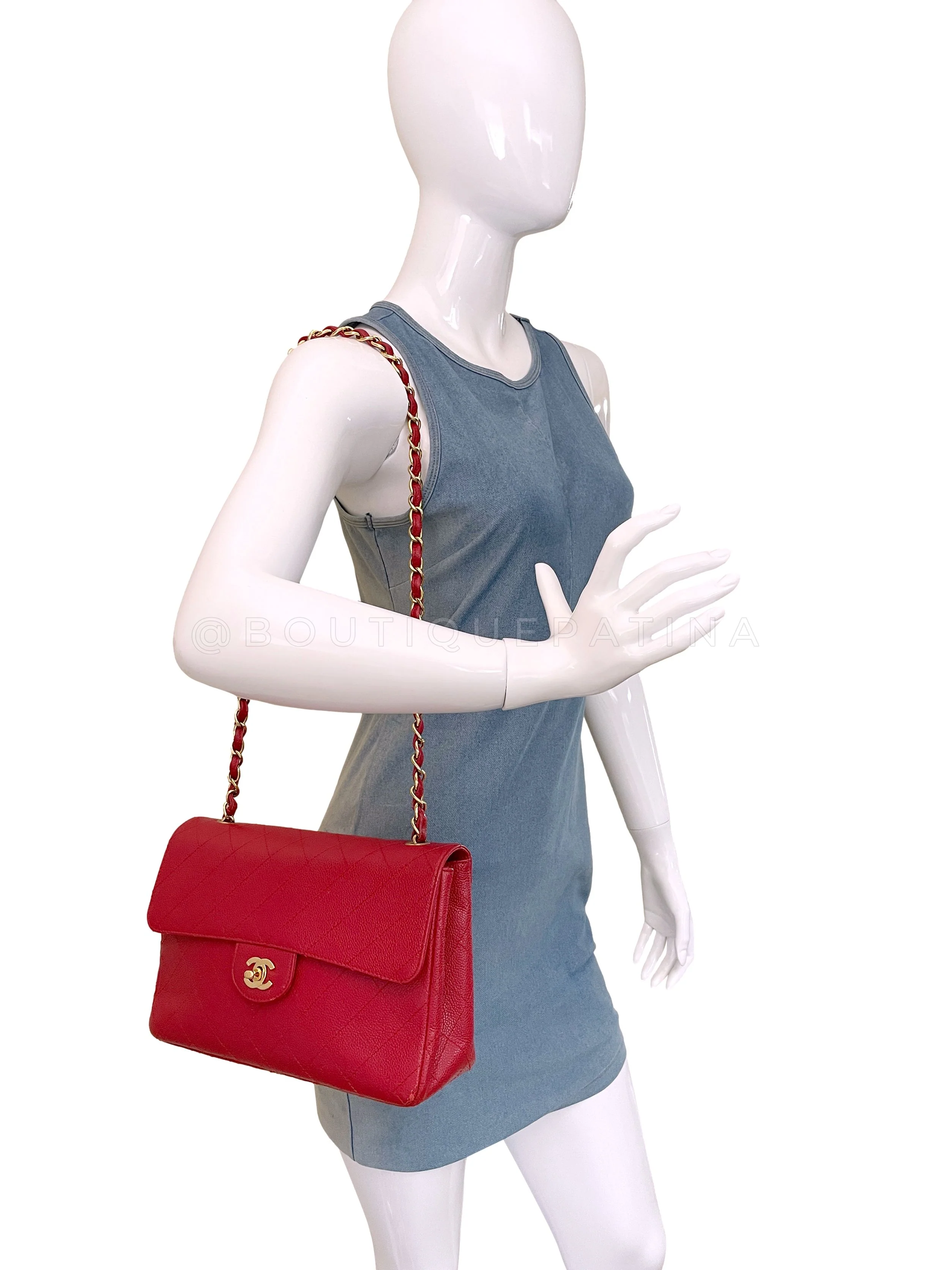 Chanel 2000 Vintage Red Caviar Flap Bag 24k GHW - Image 14
