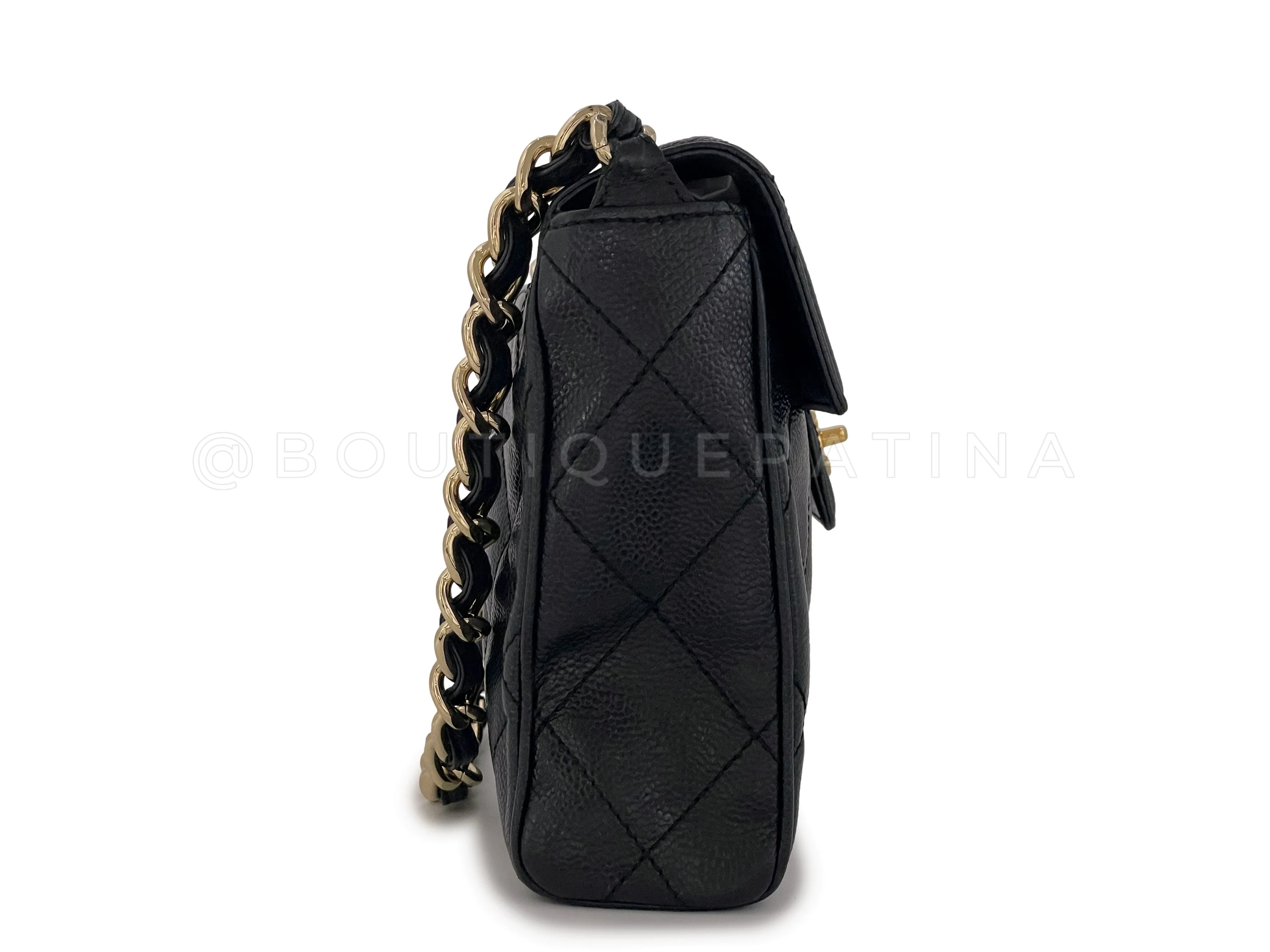 Chanel 2002 Vintage Black Caviar Chunky Single Chain Flap Bag 24k GHW - Image 4