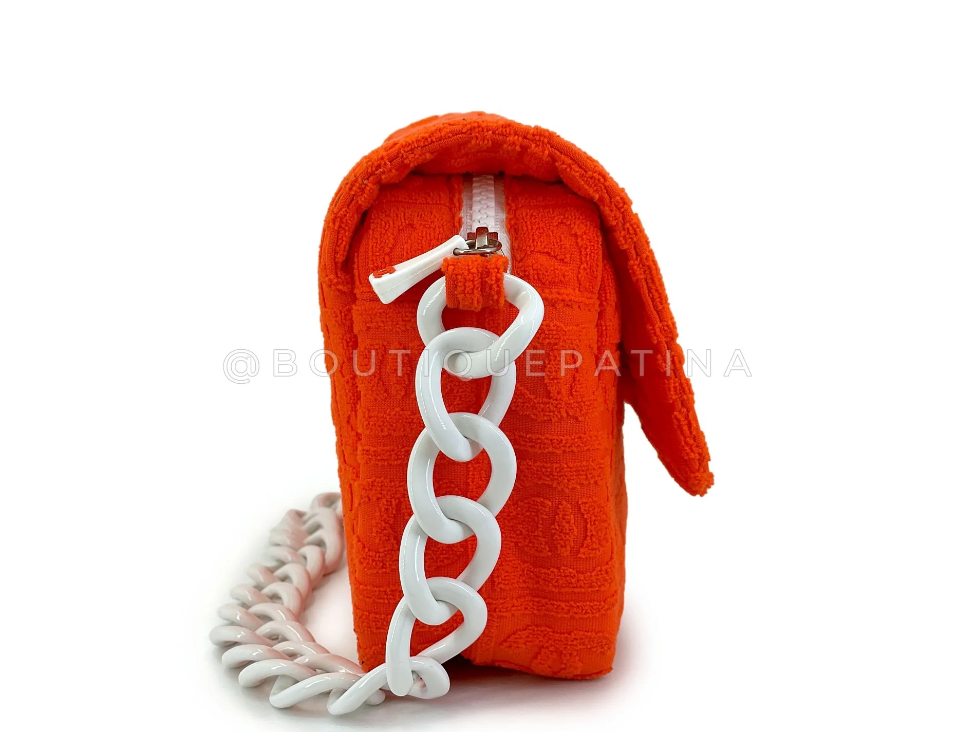 Chanel 2002 Vintage Dark Orange Terry Sport Line Flap Bag Resin Chain XIL - Image 4