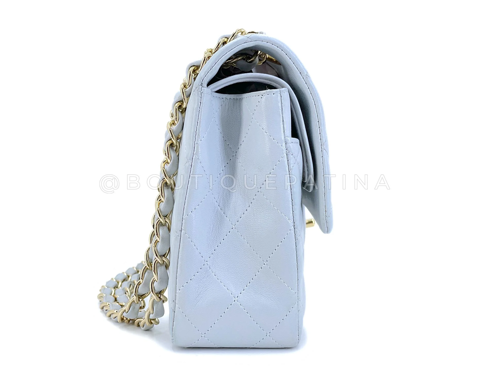 Chanel 2002 Vintage Pale Blue Medium Classic Double Flap Bag 24k GHW Lambskin HSO - Image 4