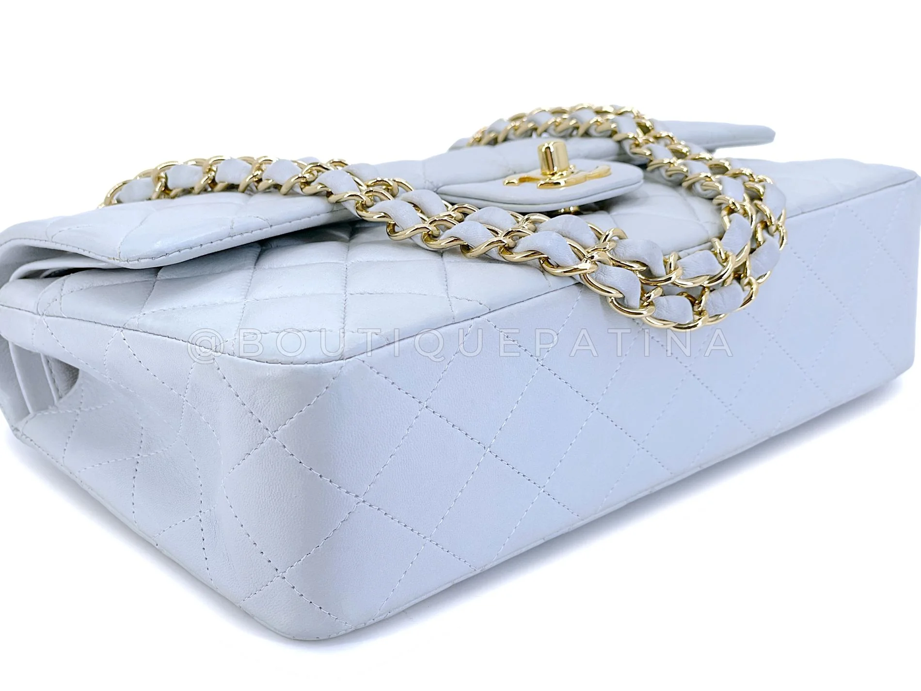 Chanel 2002 Vintage Pale Blue Medium Classic Double Flap Bag 24k GHW Lambskin HSO - Image 7