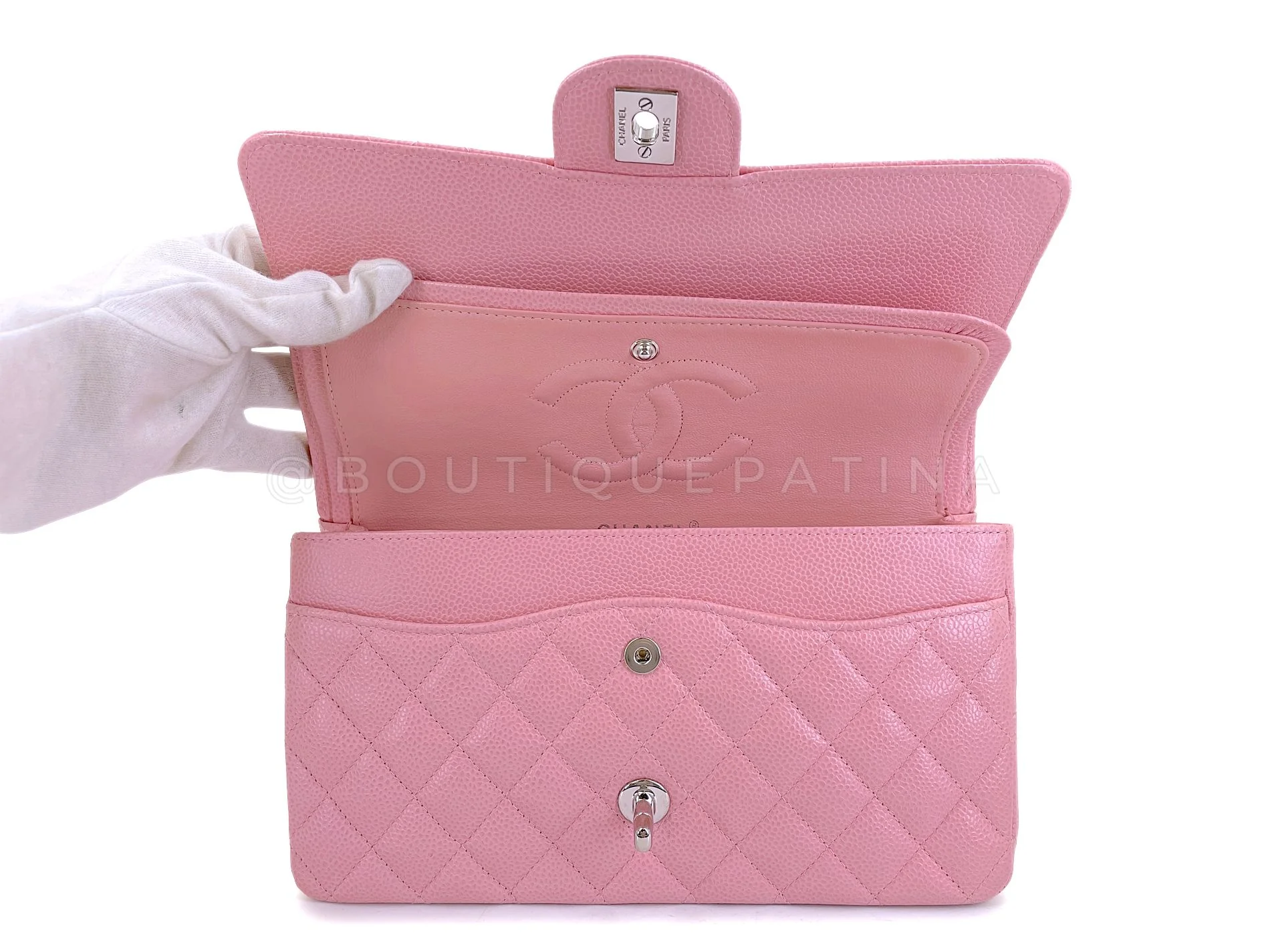 Chanel 2004 Sakura Pink Caviar Medium Classic Double Flap Bag SHW 7ZW - Image 9