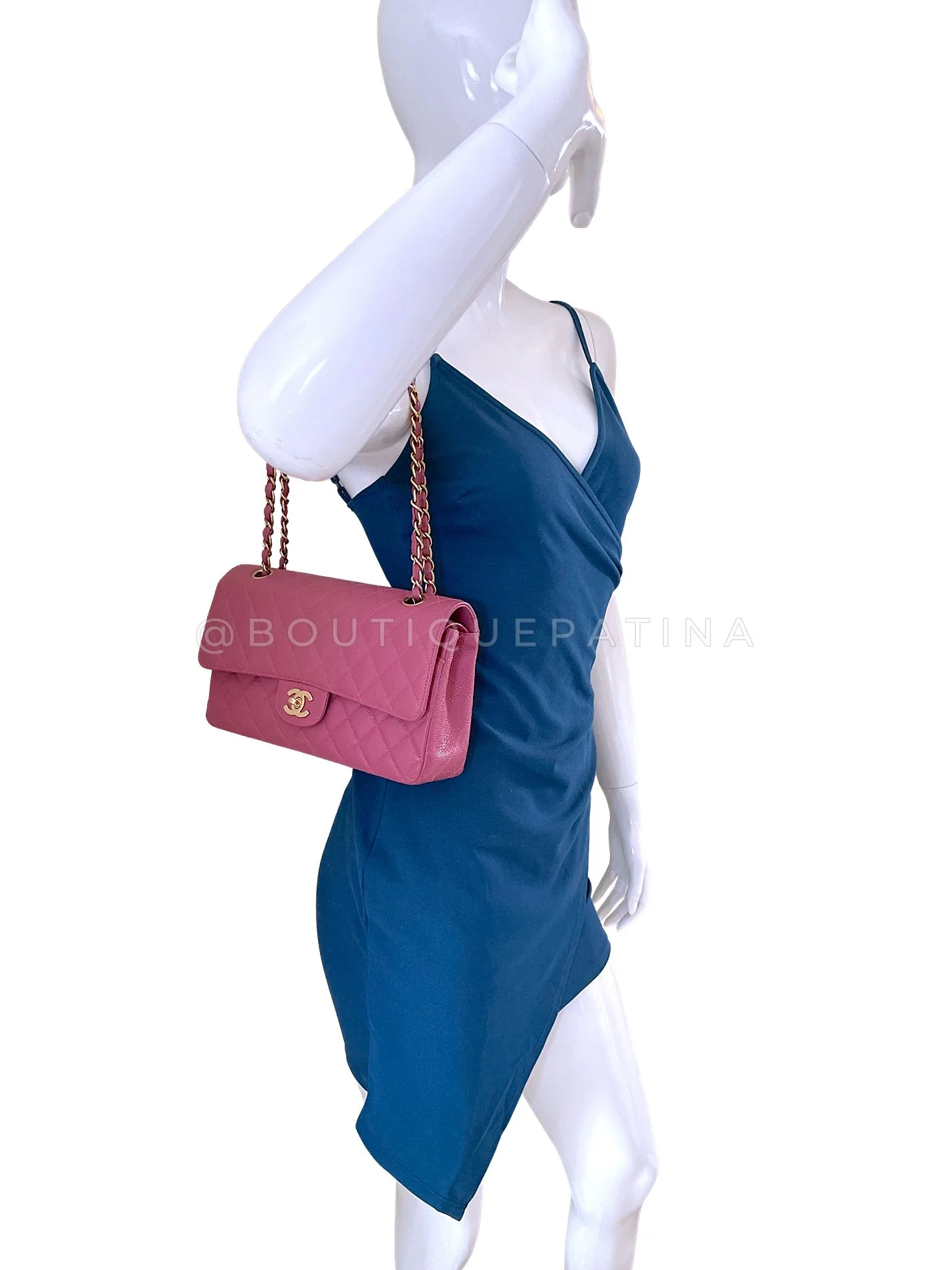 Chanel 2004 Vintage Dark Pink Caviar Medium Classic Double Flap Bag 24k GHW 0PB - Image 14
