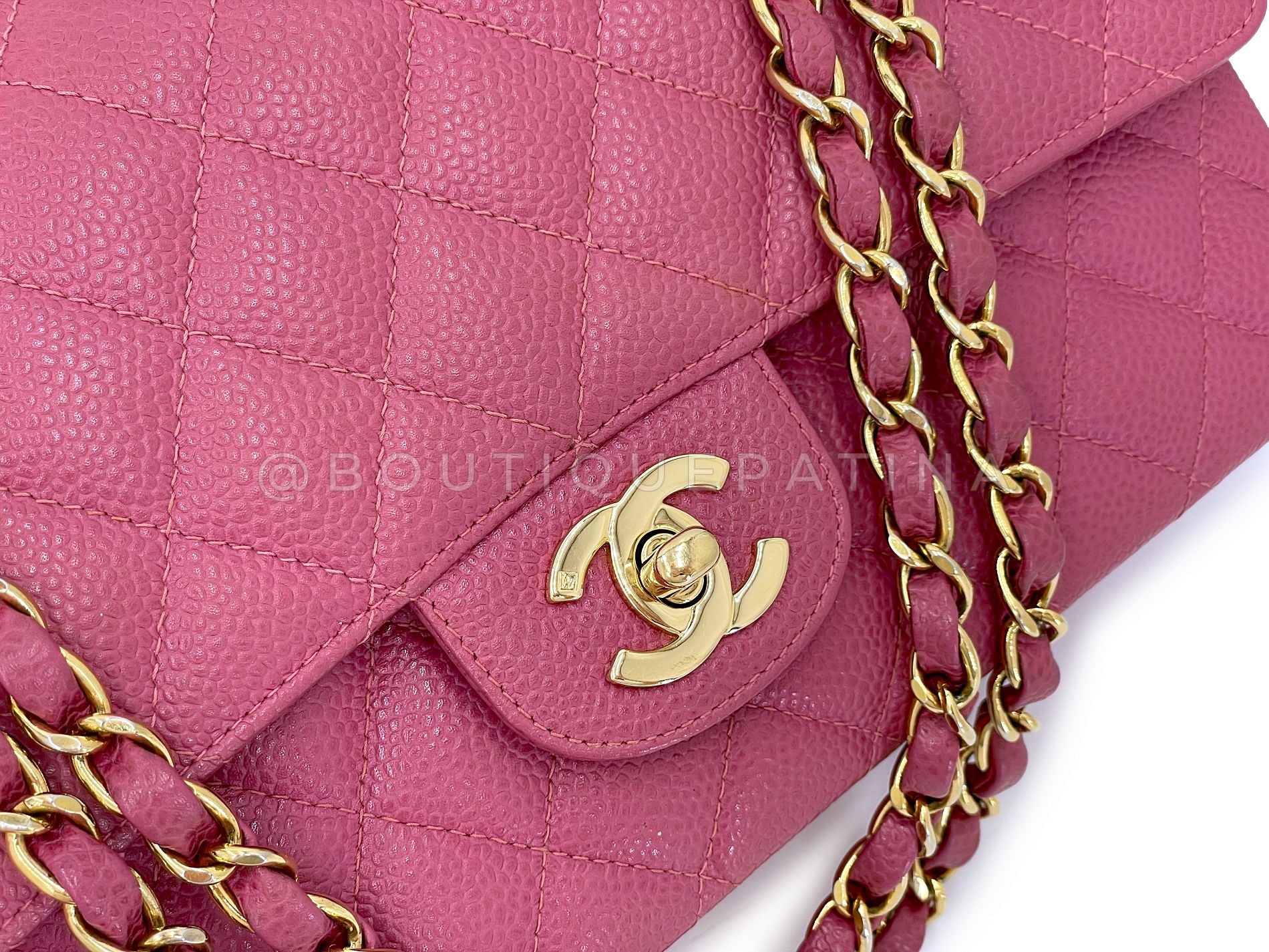 Chanel 2004 Vintage Dark Pink Caviar Medium Classic Double Flap Bag 24k GHW 0PB - Image 8