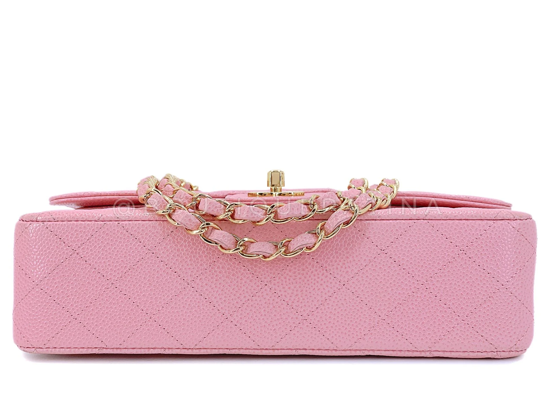 Chanel 2005 Vintage Pink Sakura Caviar Medium Classic Double Flap Bag 24k GHW BPI - Image 6