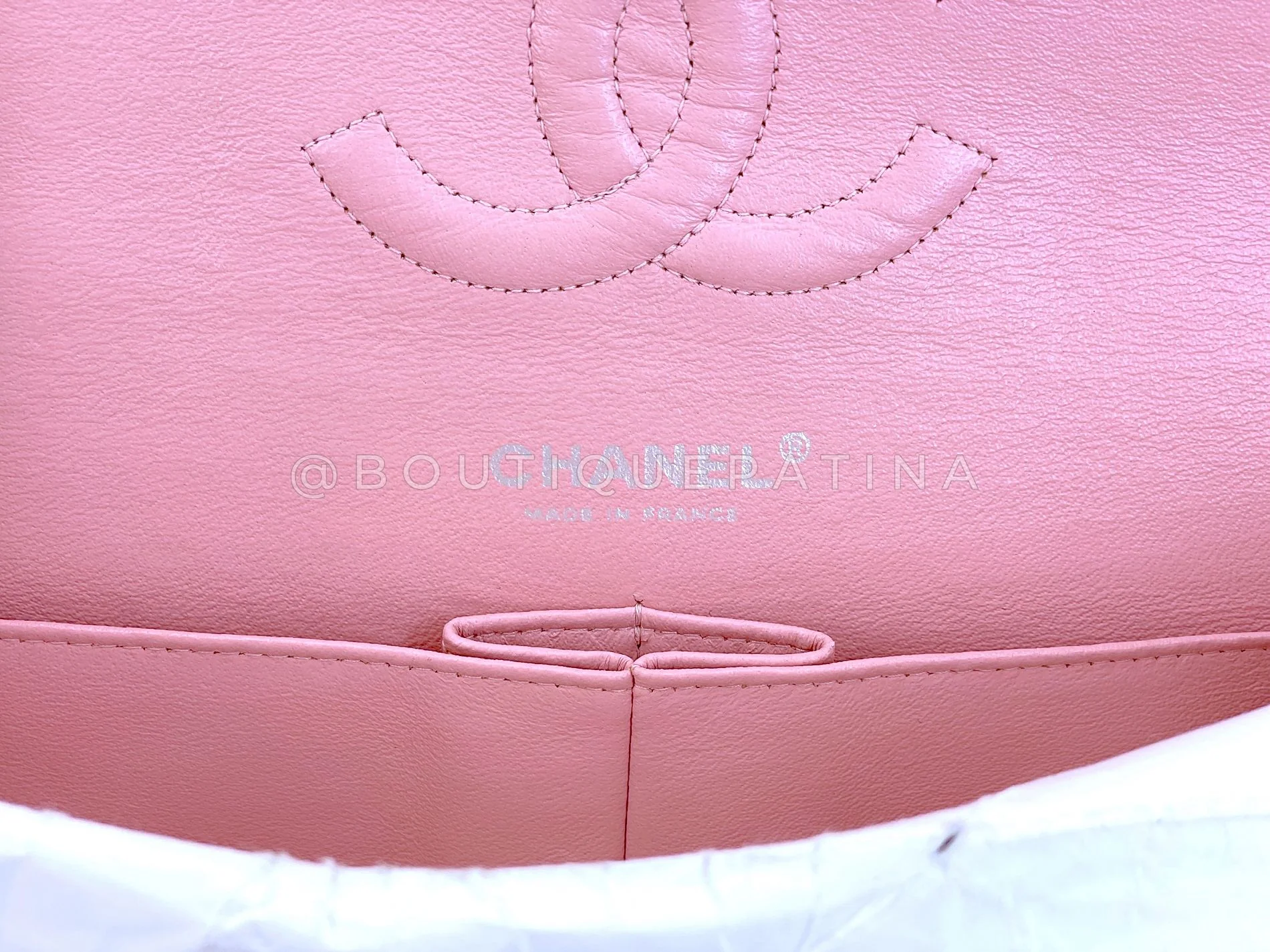 Chanel 2005 Vintage Pink Tweed Medium Classic Double Flap Bag SHW BR1 - Image 11