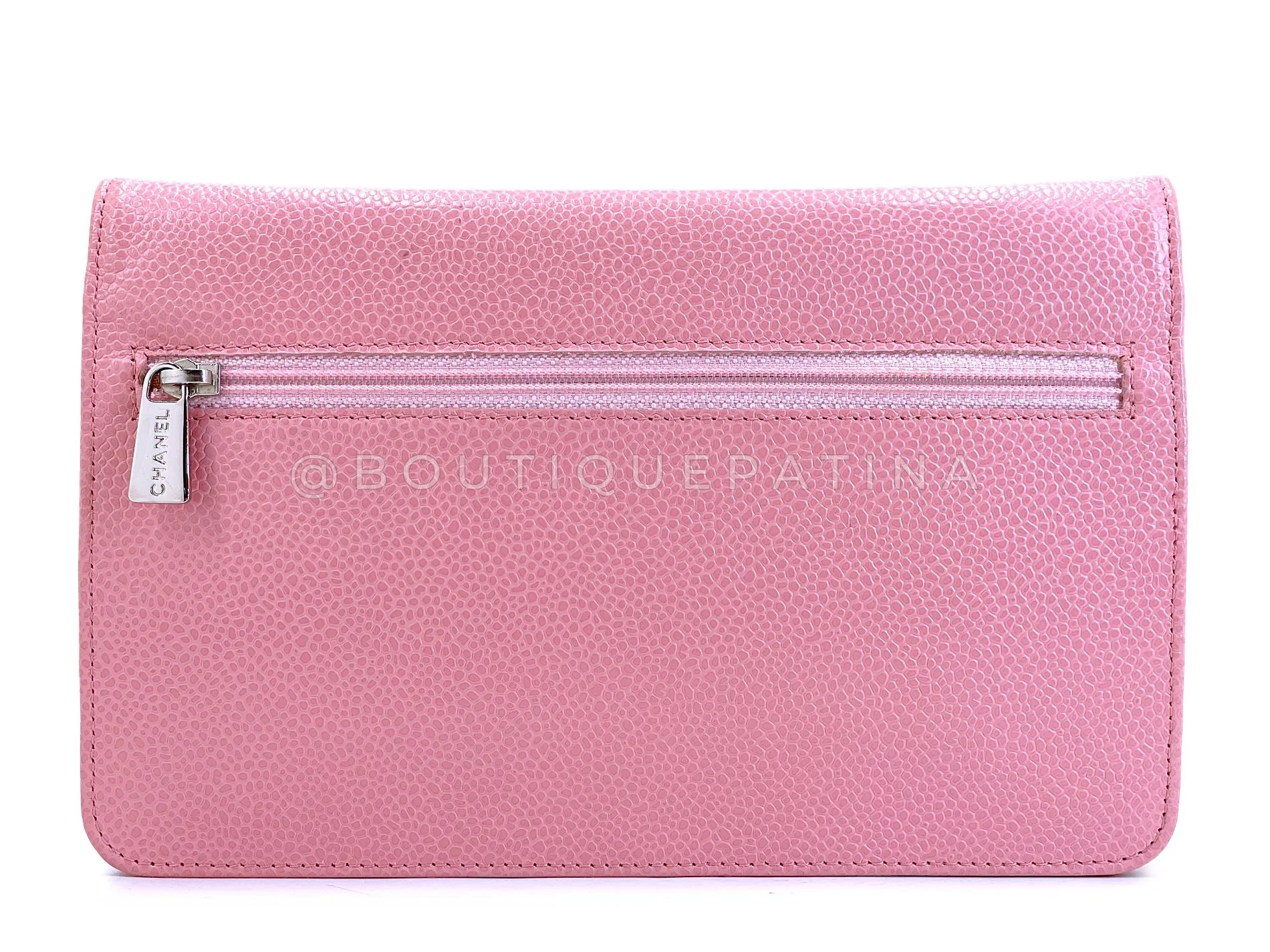 Chanel 2005 Vintage Timeless Sakura Pink Caviar WOC Wallet on Chain  Bag SHW IUS - Image 5
