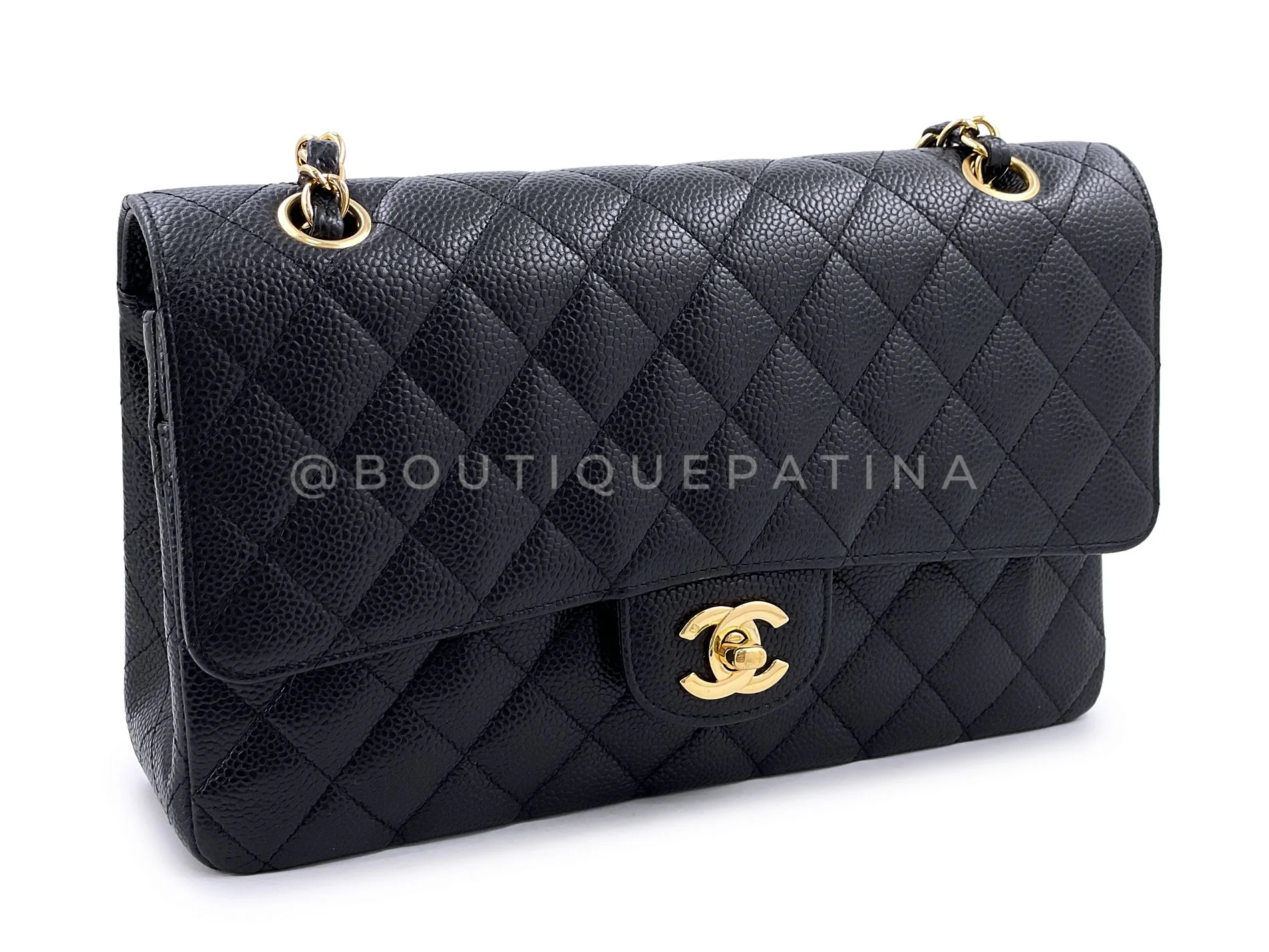 Chanel 2007 Vintage Black Caviar Medium Classic Double Flap Bag 24k GHW D3R - Image 3