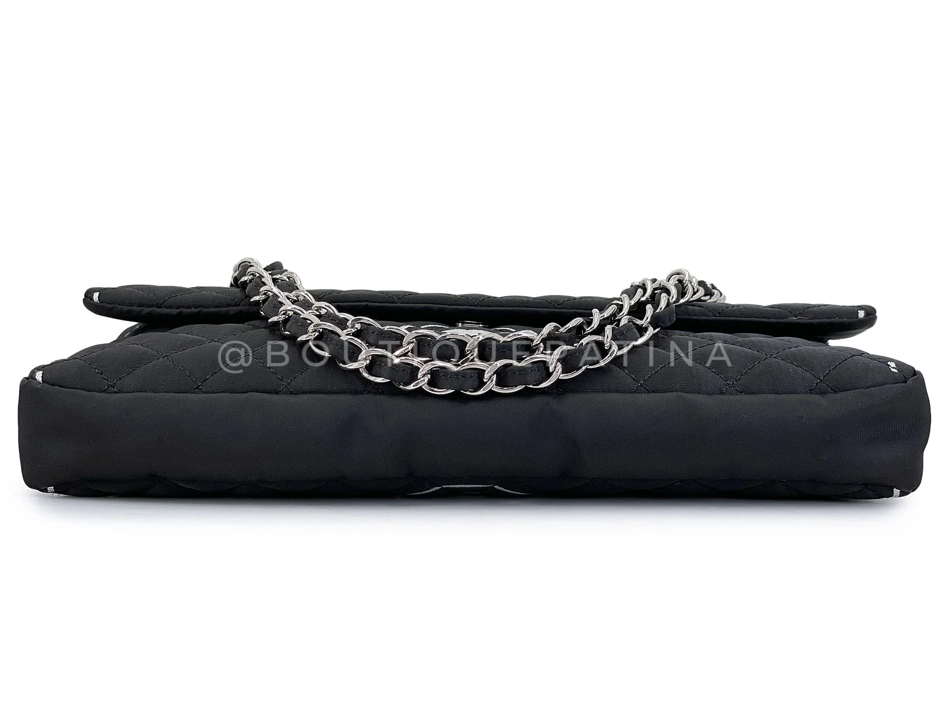 Chanel 2008 Vintage Black Logomania Logo Printed Flap Bag SHW 54Y - Image 6