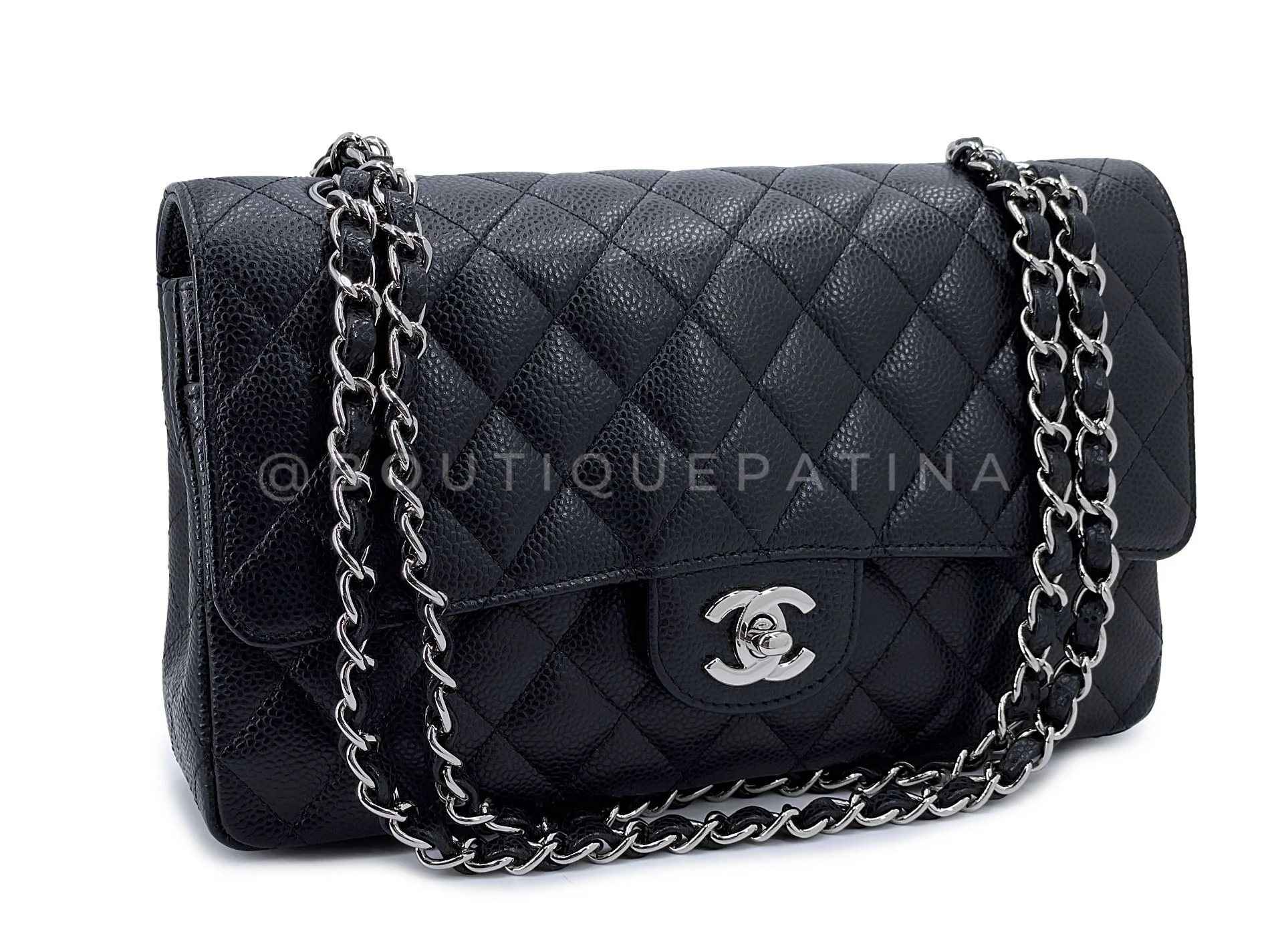 Chanel 2009 Vintage Black Caviar Medium Classic Double Flap Bag SHW 2U1 - Image 2