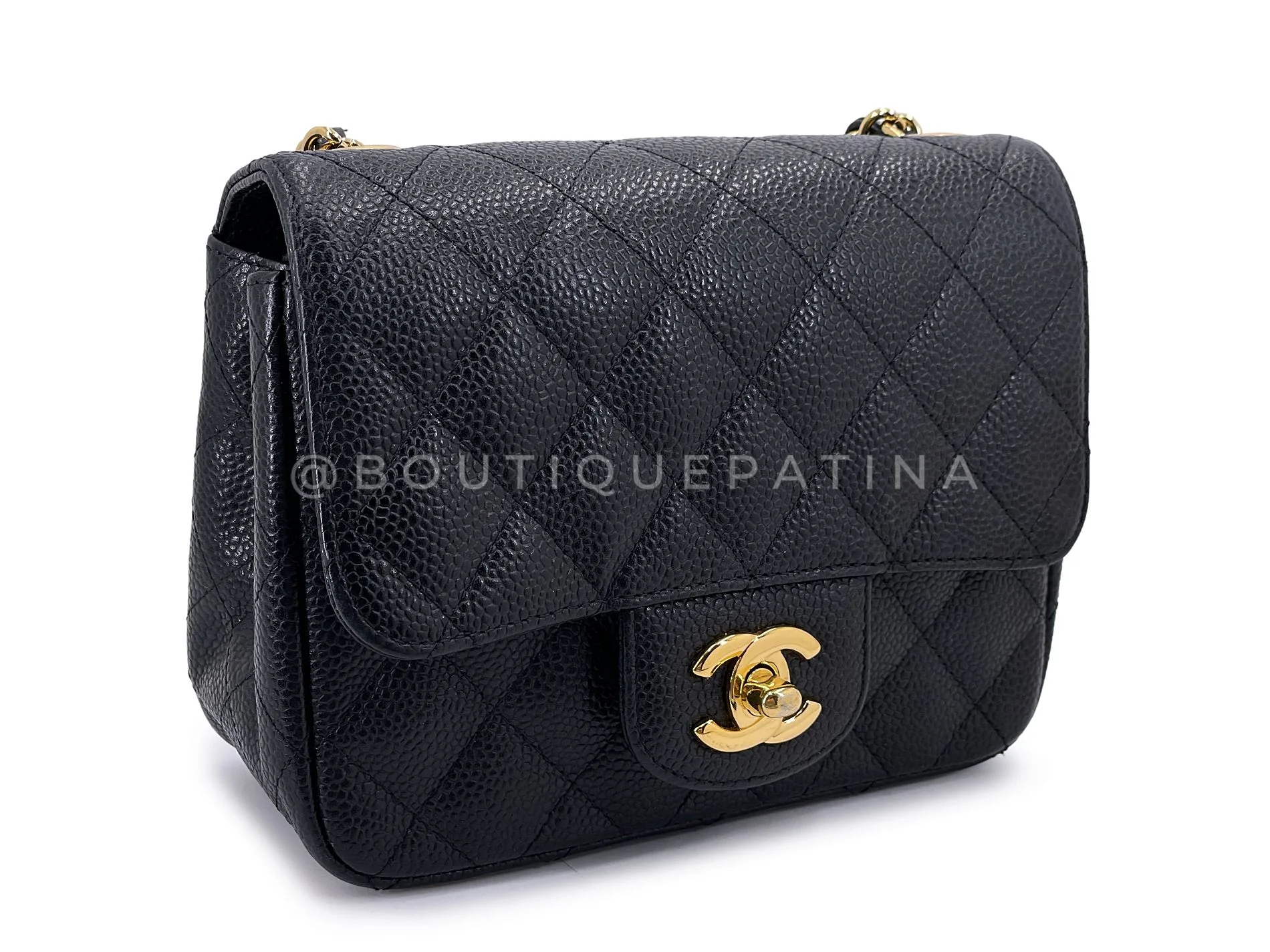 Chanel 2009 Black Caviar Square Mini Flap Bag GHW DYU - Image 3