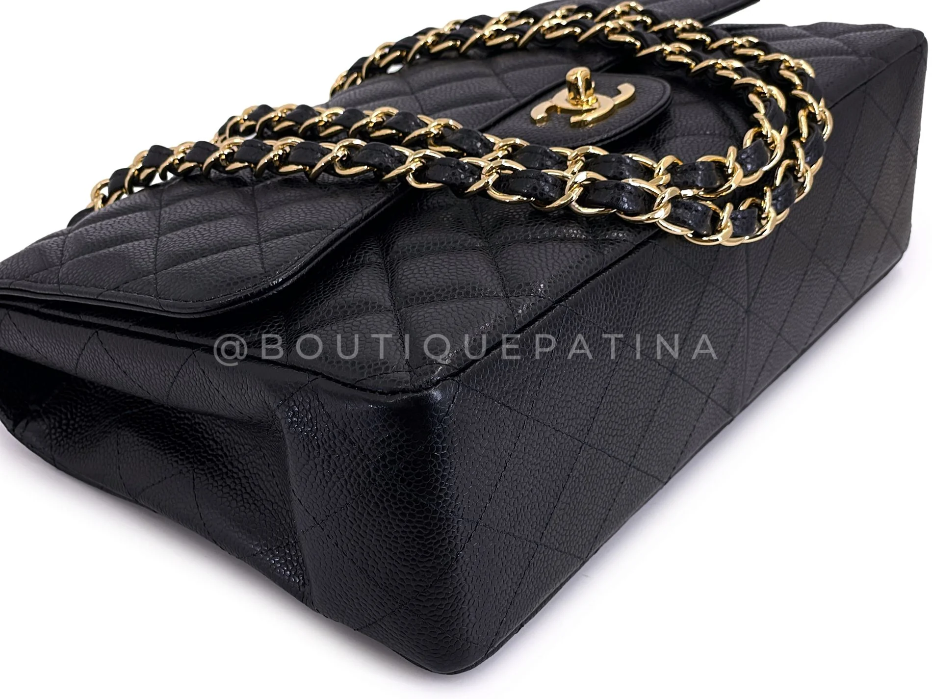 Chanel 2010 Black Caviar Jumbo Classic Flap Bag Single GHW RB5 - Image 7