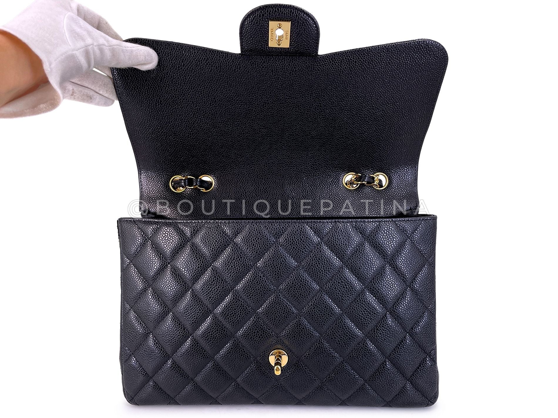 Chanel 2010 Black Caviar Jumbo Classic Flap Bag Single GHW RB5 - Image 9