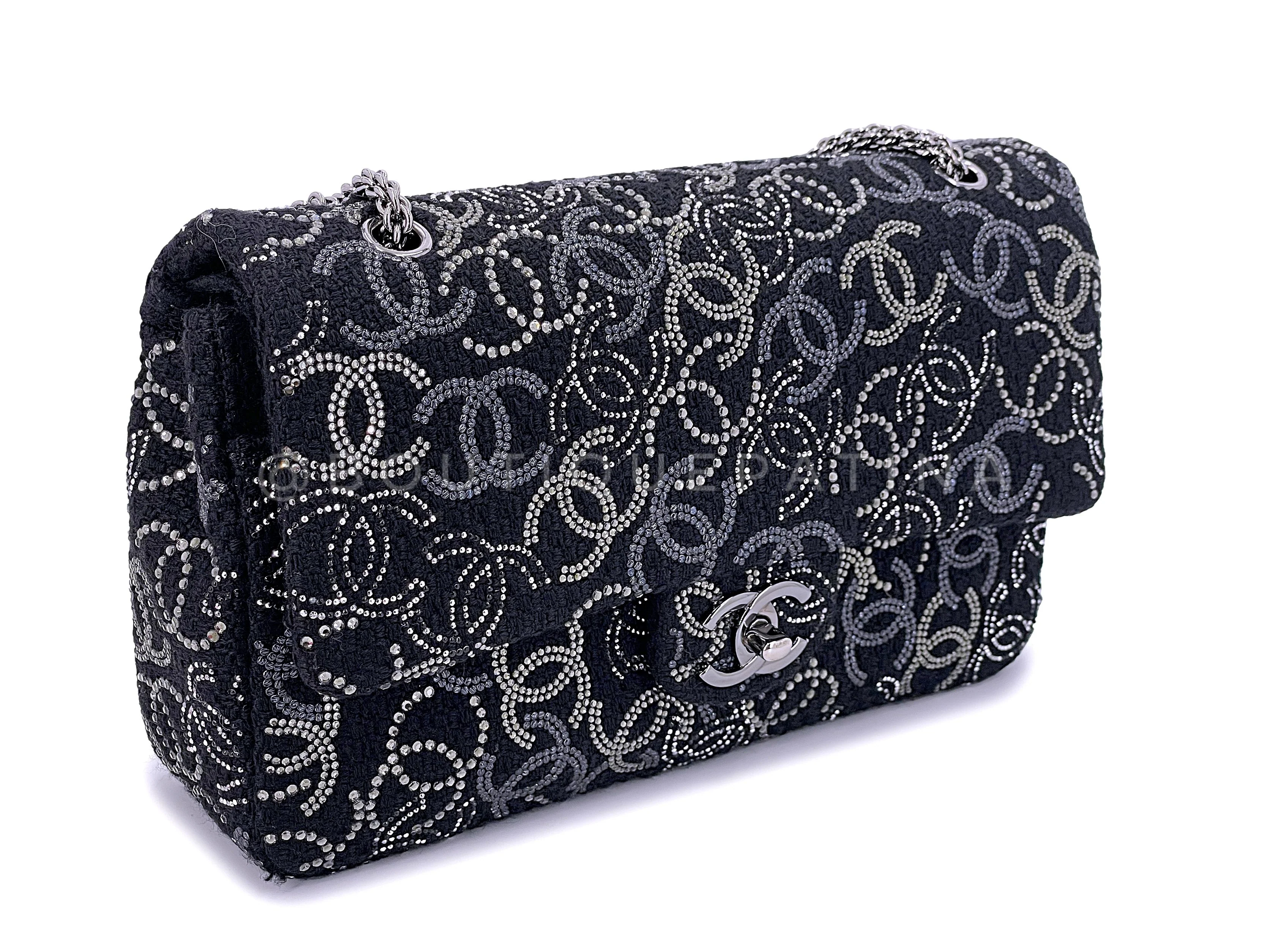 Chanel 2010 Black Paris-Shanghai Studded CC Medium Classic Flap Bag Pudong RIE - Image 3