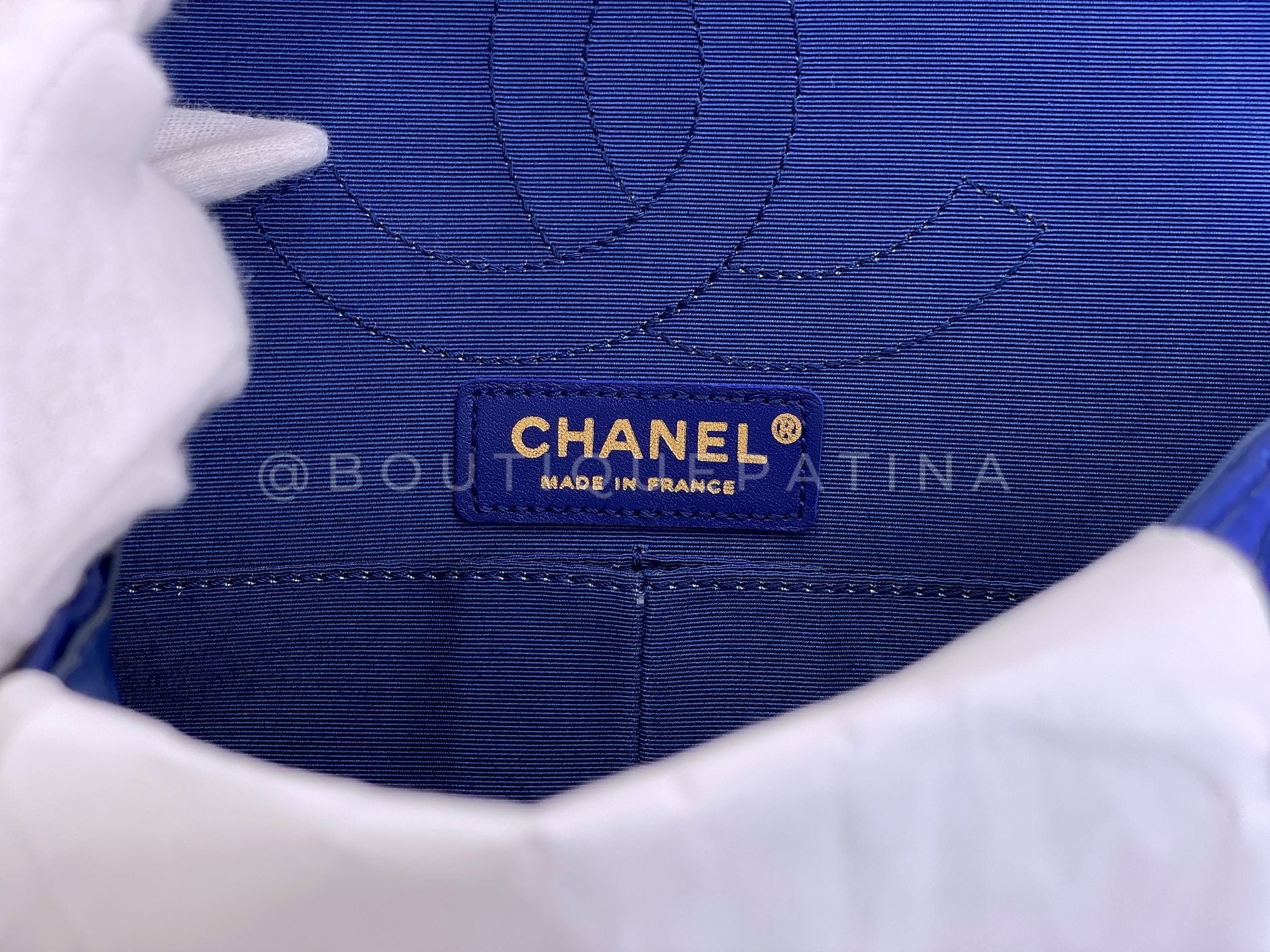 Chanel 2010 Blue Quilted Satin Reissue Flap Bag GHW DT7 - Image 11