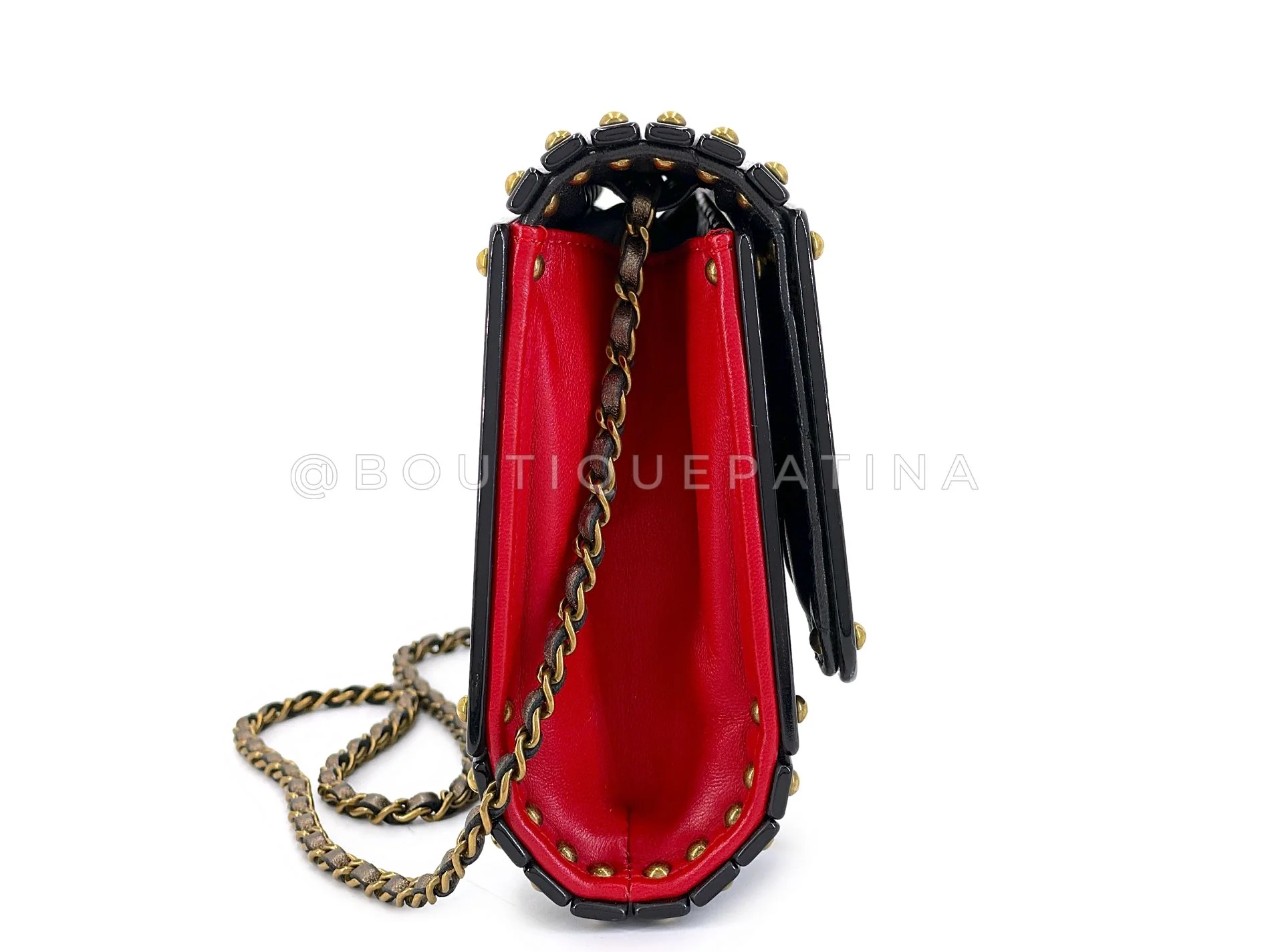 Chanel 2010 Paris-Shanghai Black Resin Plexiglass Clutch on Chain Bag 9OE - Image 5