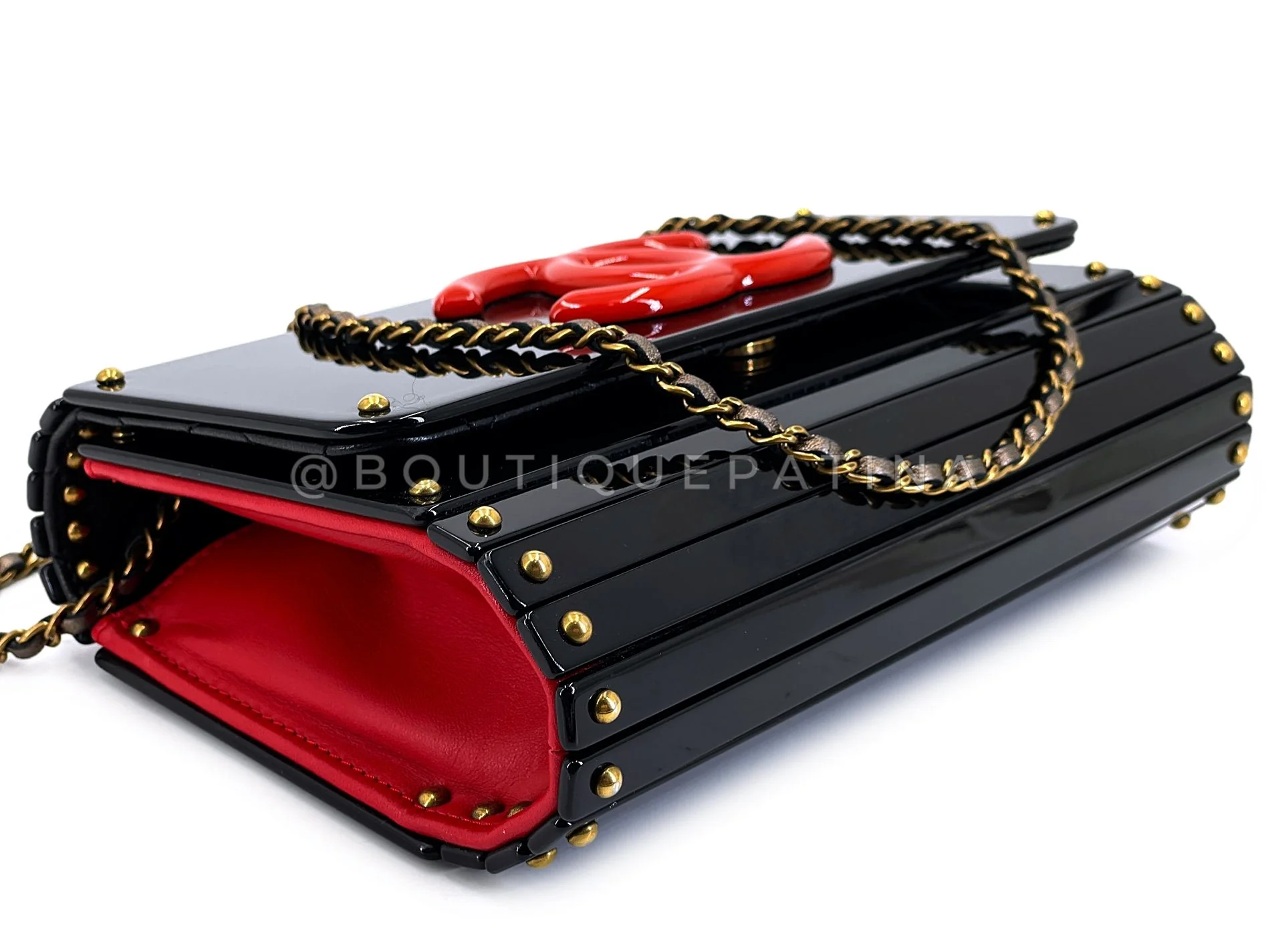 Chanel 2010 Paris-Shanghai Black Resin Plexiglass Clutch on Chain Bag 9OE - Image 8