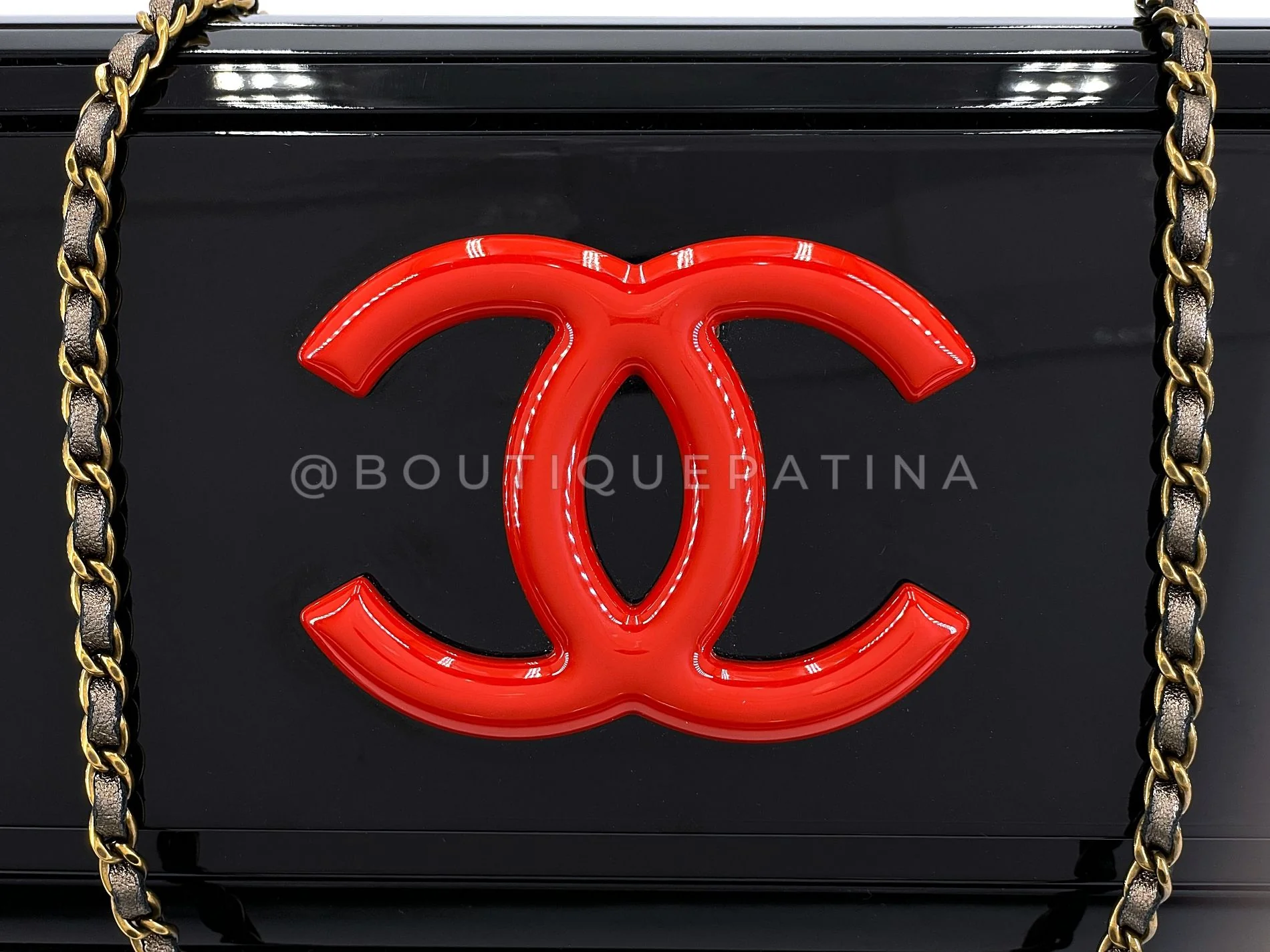 Chanel 2010 Paris-Shanghai Black Resin Plexiglass Clutch on Chain Bag 9OE - Image 9