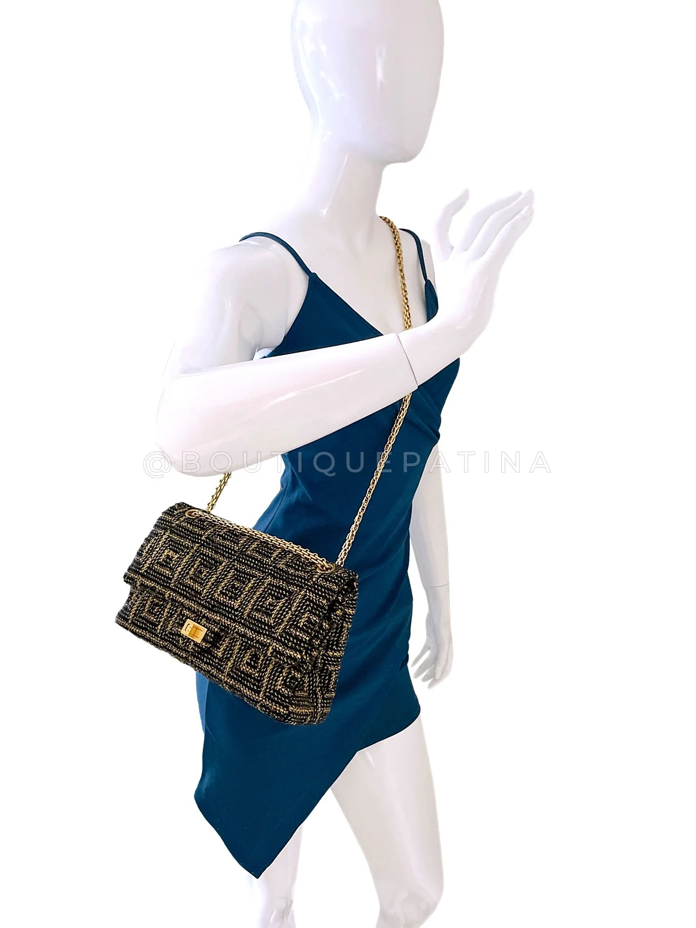 Chanel 2011 Gold-and-Black Rope Spun Paris Byzance Jumbo Reissue Flap Bag GHW ZJQ - Image 15
