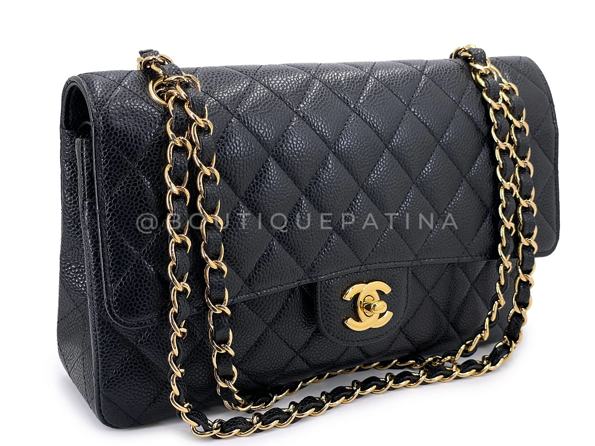 Chanel 2012 Black Caviar Medium Classic Double Flap Bag GHW FMT - Image 2