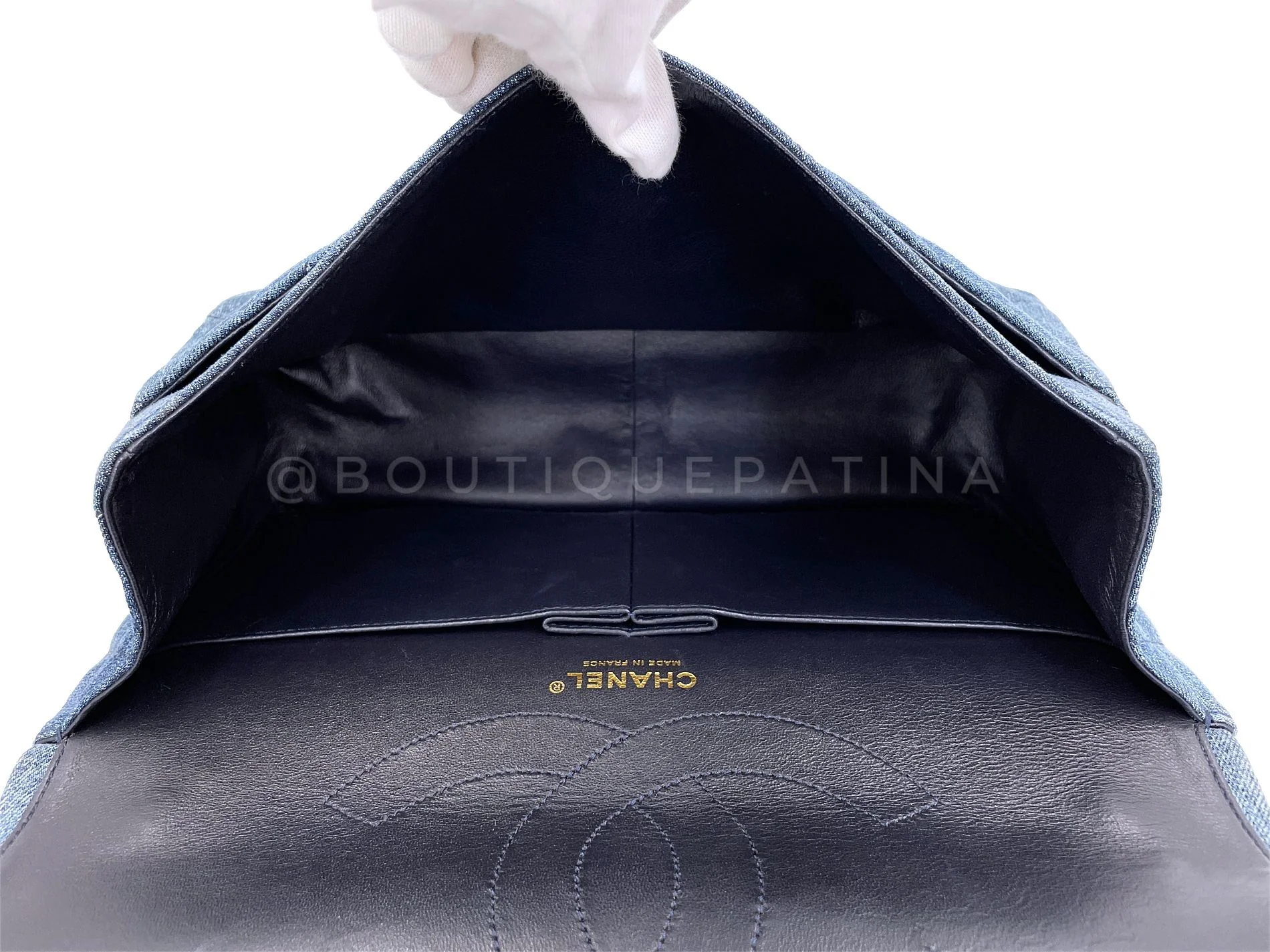 Chanel 2012 Blue Denim 2.55 Reissue 227 Flap Bag GHW 706 - Image 10