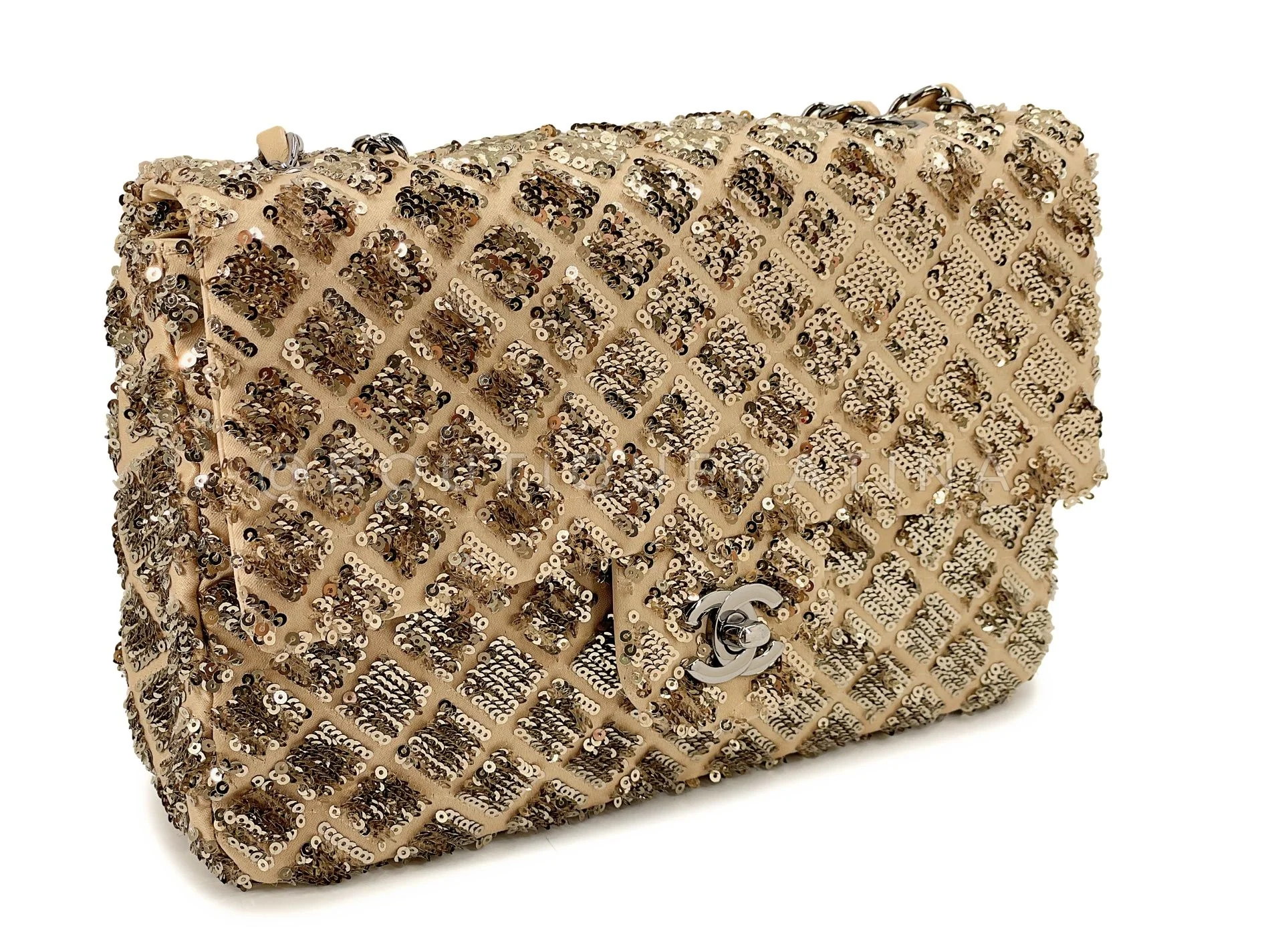 Chanel 2012 Gold Sequin Medium Flap Bag RHW J27 - Image 3