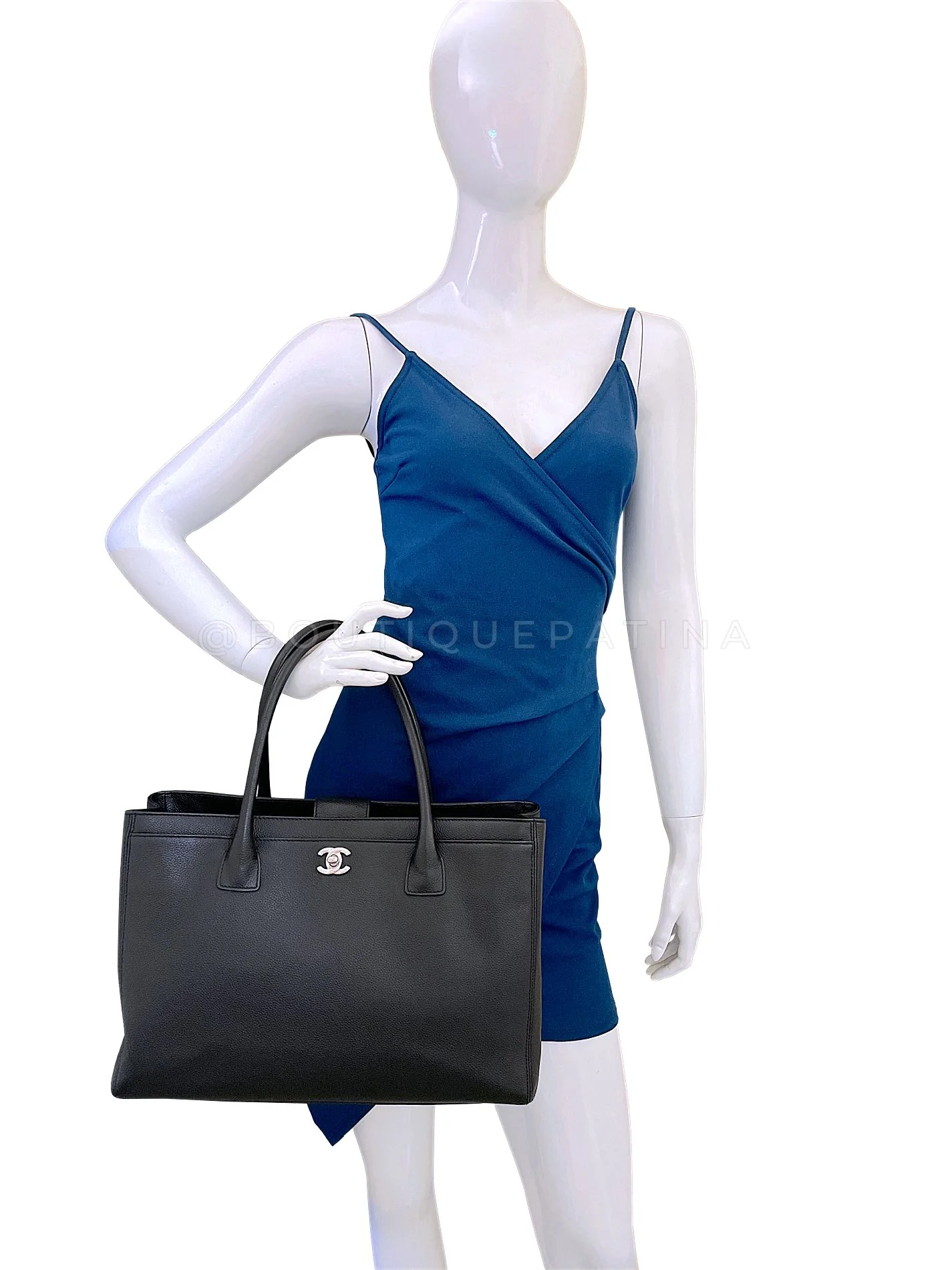 Chanel 2012 Large Black Executive Cerf Shopper Tote Bag SHW EDG - Image 17