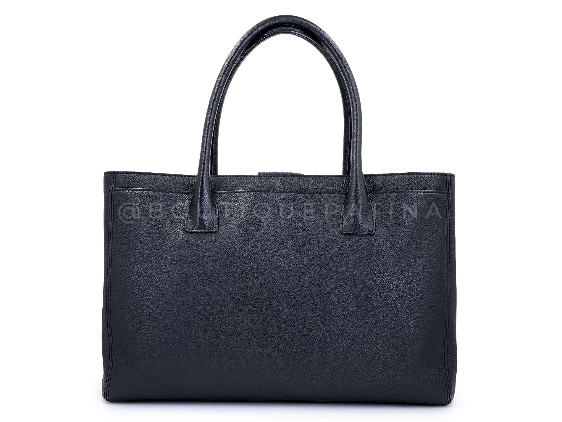 Chanel 2012 Large Black Executive Cerf Shopper Tote Bag SHW EDG - Image 4
