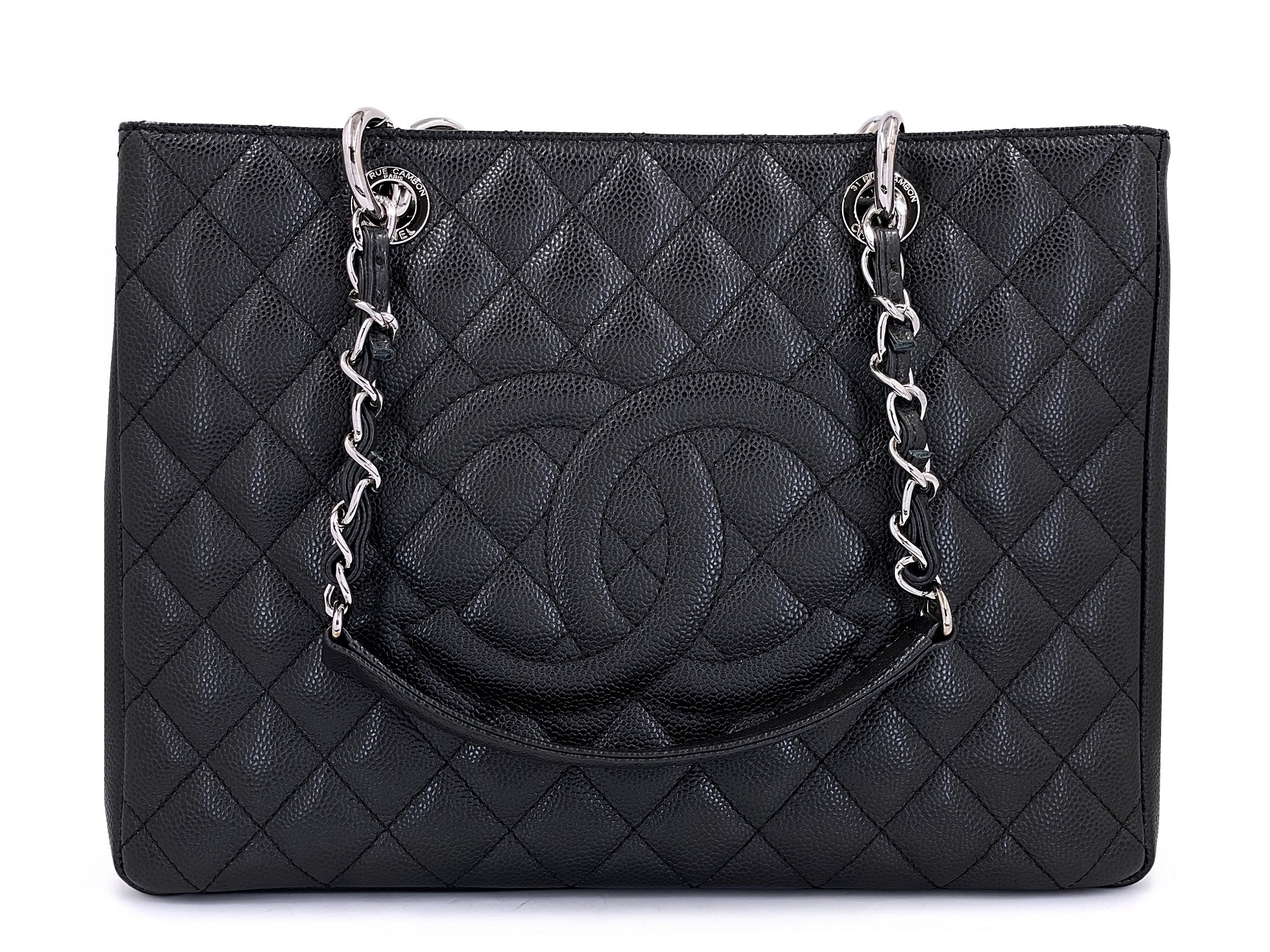 Chanel 2014 Black Caviar Grand Shopper Tote GST Bag SHW KH9