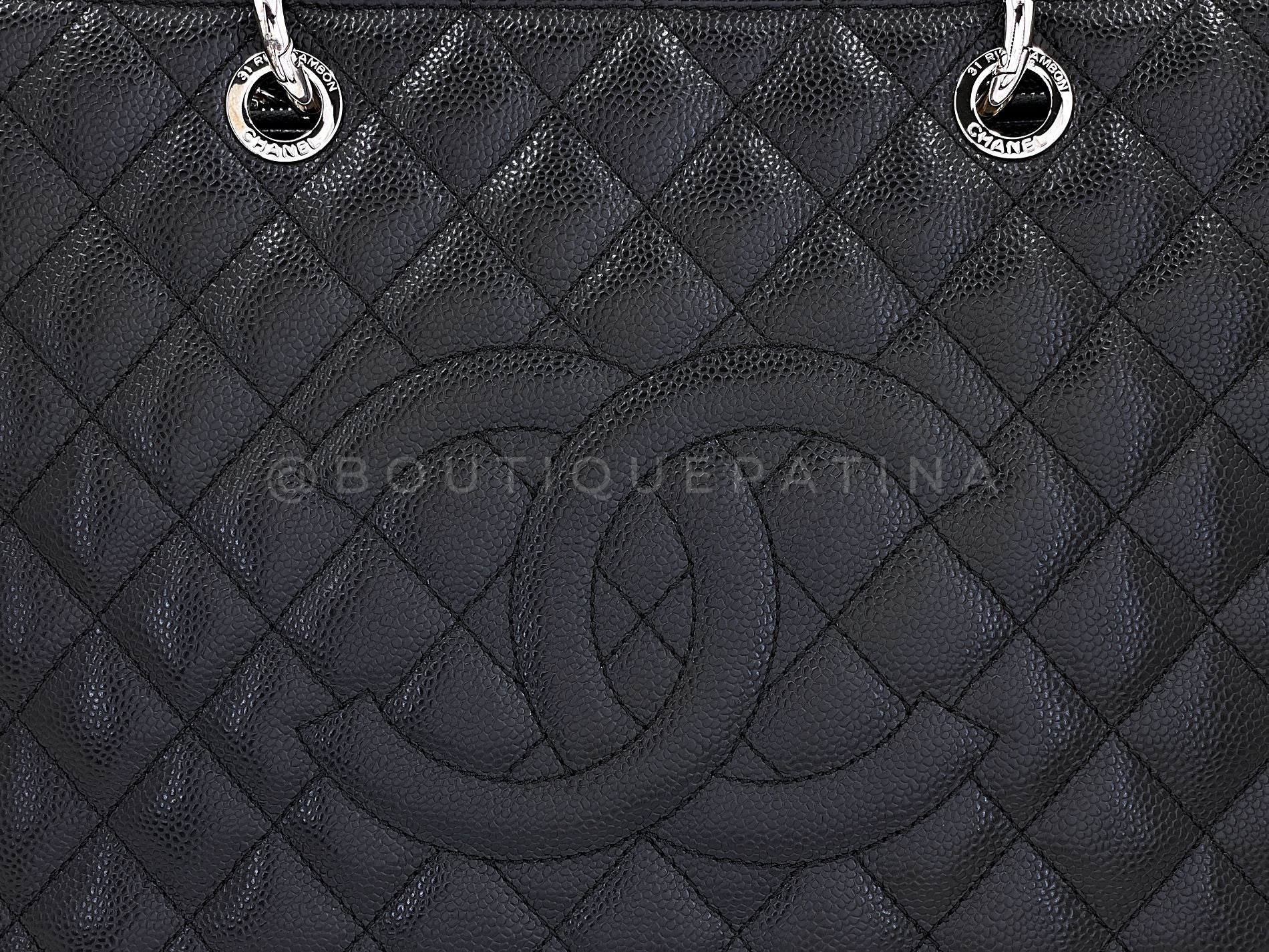 Chanel 2014 Black Caviar Grand Shopper Tote GST Bag SHW KH9 - Image 8