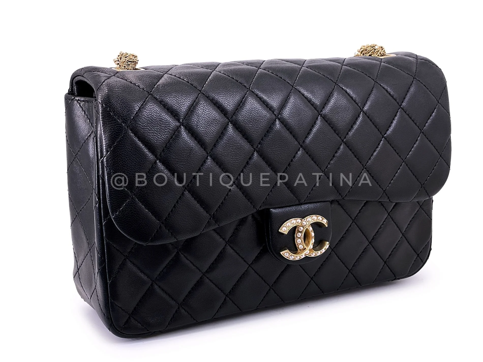Chanel 2014 Black Westminster Pearl Braided Flap Bag GHW 523 - Image 3